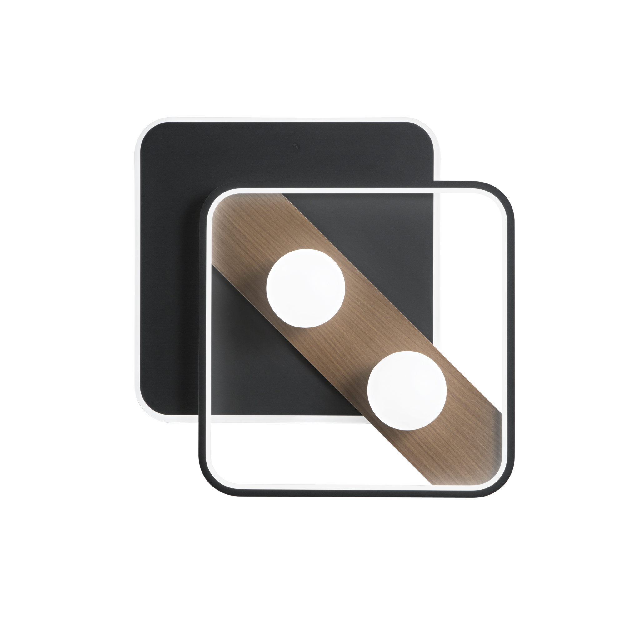 PLAFONIERA LED CRICKET NERA/LEGNO 40W 4540LM CCT 50X40X8CM - Luce Ambiente e Design