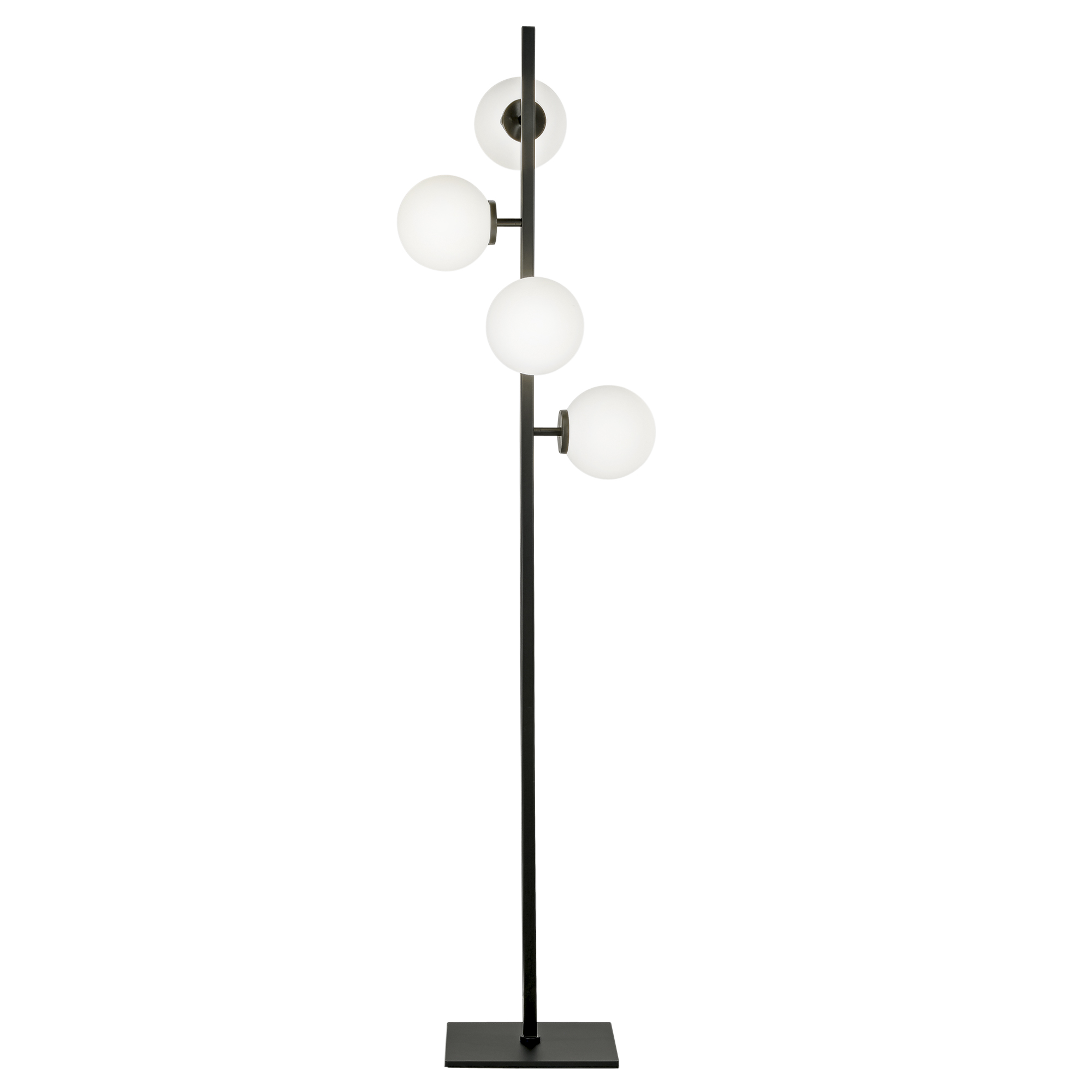 ENOIRE floor lamp in black metal with four white glass diffusers - Luce Ambiente e Design