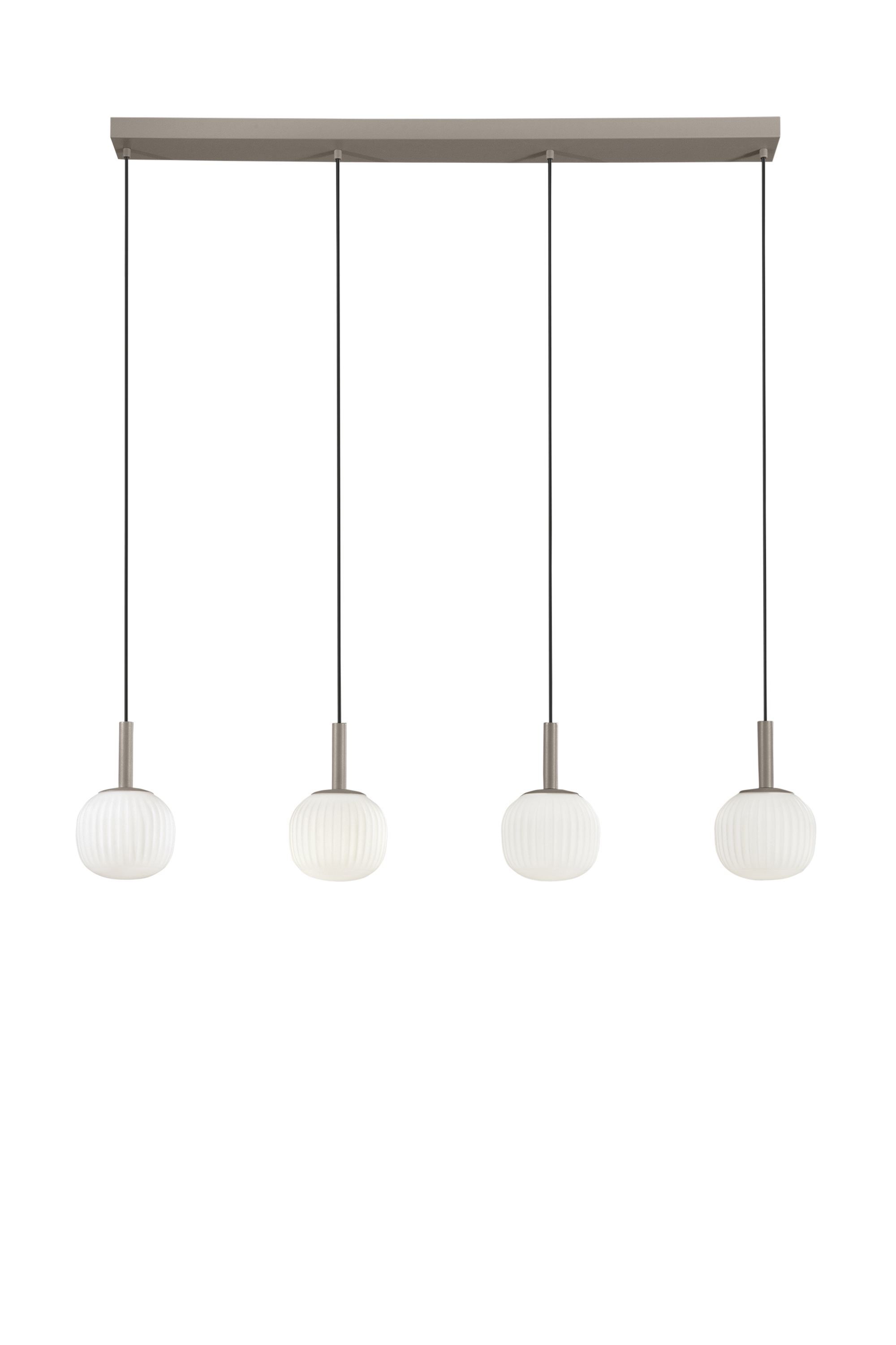 SOSPENSIONE ERIS BIANCO E MARRONE QUATTRO PENDENTI IN ALLUMINIO+VETRO 4XE14 114X16X150CM - Luce Ambiente e Design