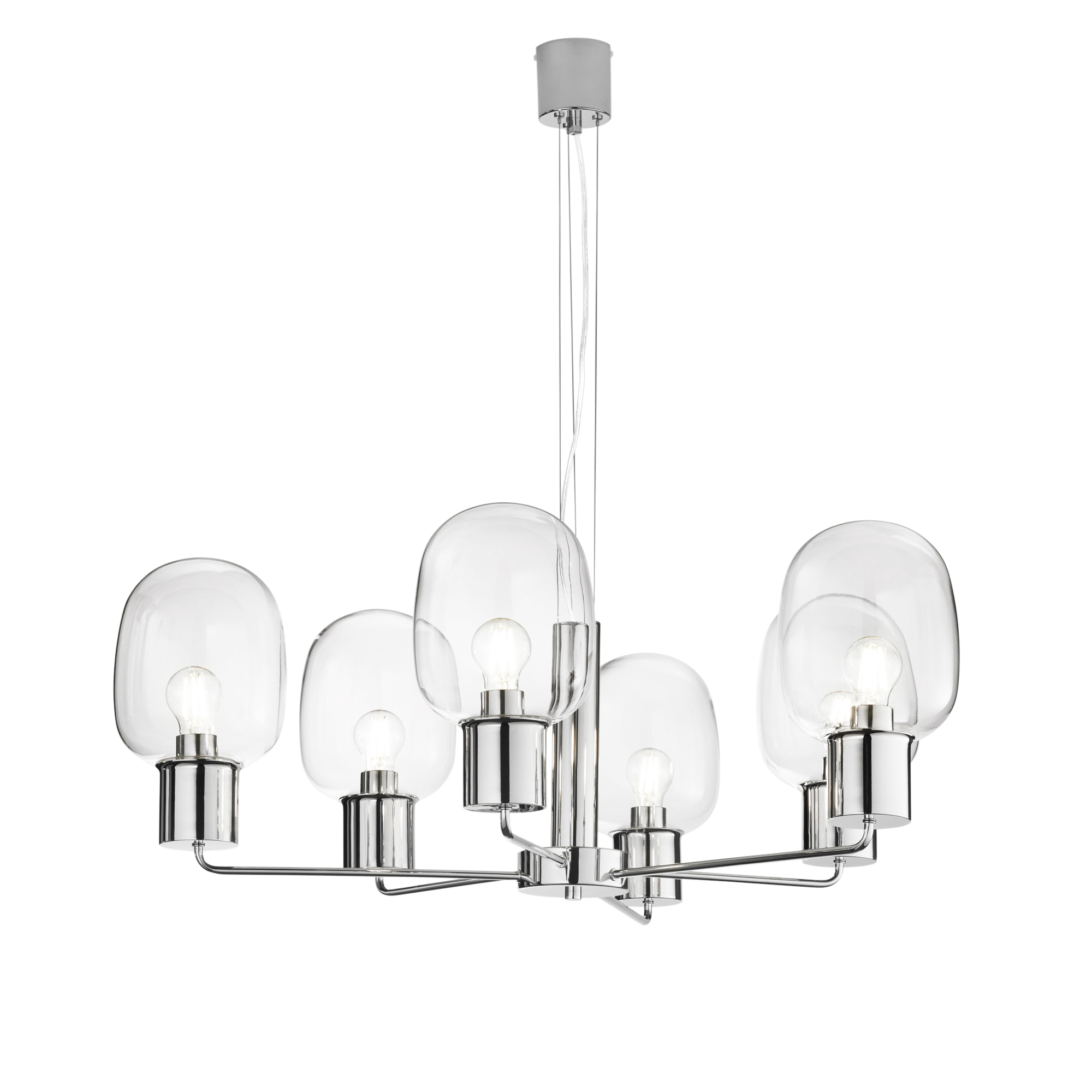 LAMPADARIO FELLINI CROMO 6XE27 98X150CM - Luce Ambiente e Design