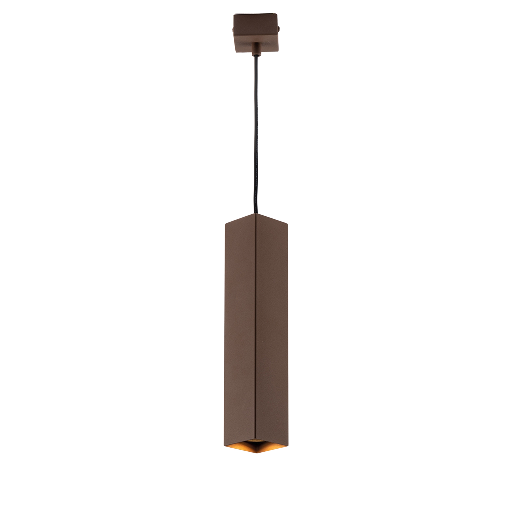 SOSPENSIONE FLUKE QUADRATA CORTEN 1XGU10 6X6X30CM - Luce Ambiente e Design