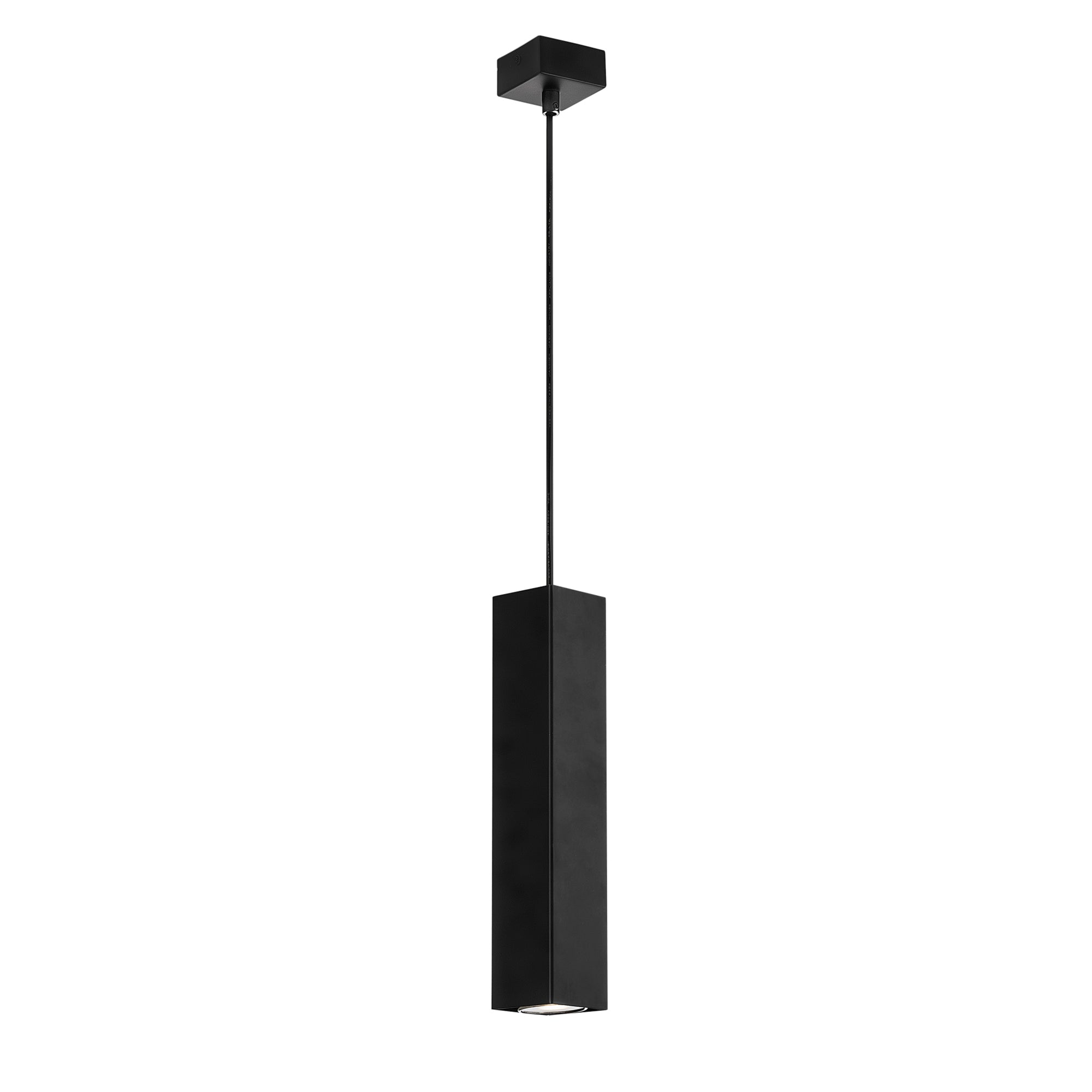 SOSPENSIONE FLUKE QUADRATA NERA 1XGU10 6X6X30CM - Luce Ambiente e Design