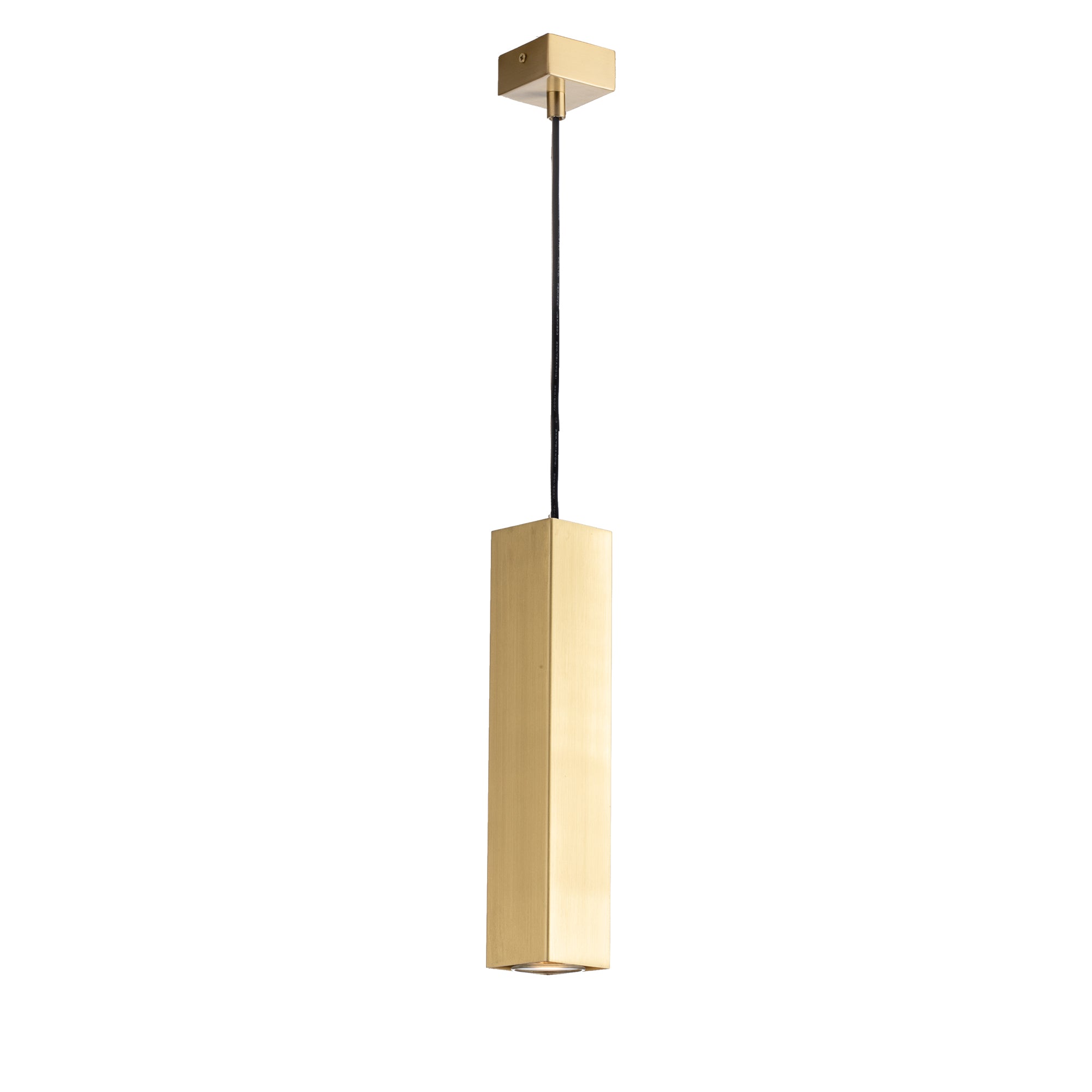 SOSPENSIONE FLUKE QUADRATA ORO 1XGU10 6X6X30CM - Luce Ambiente e Design