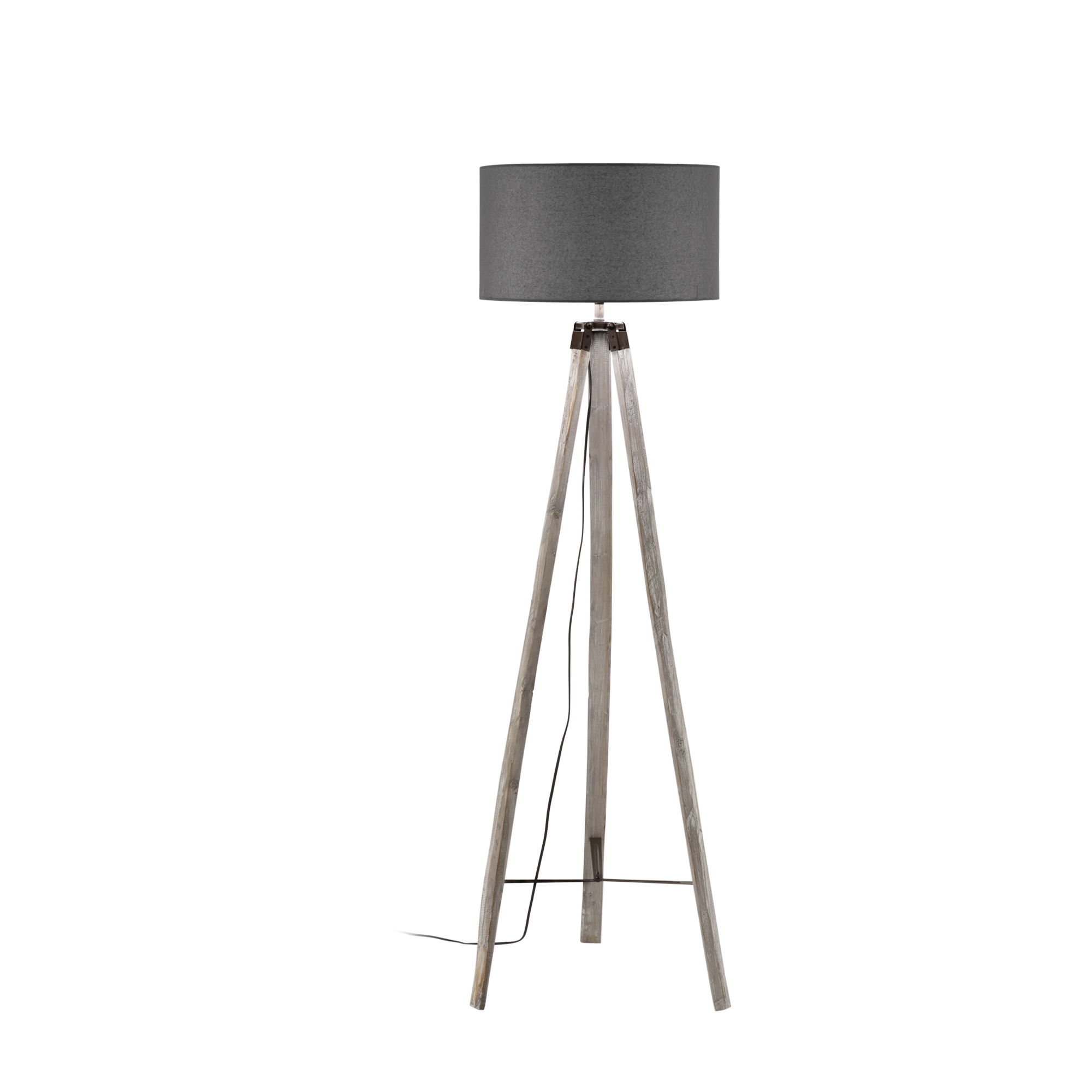 GALLERY floor lamp with wooden structure and grey fabric shade - Luce Ambiente e Design