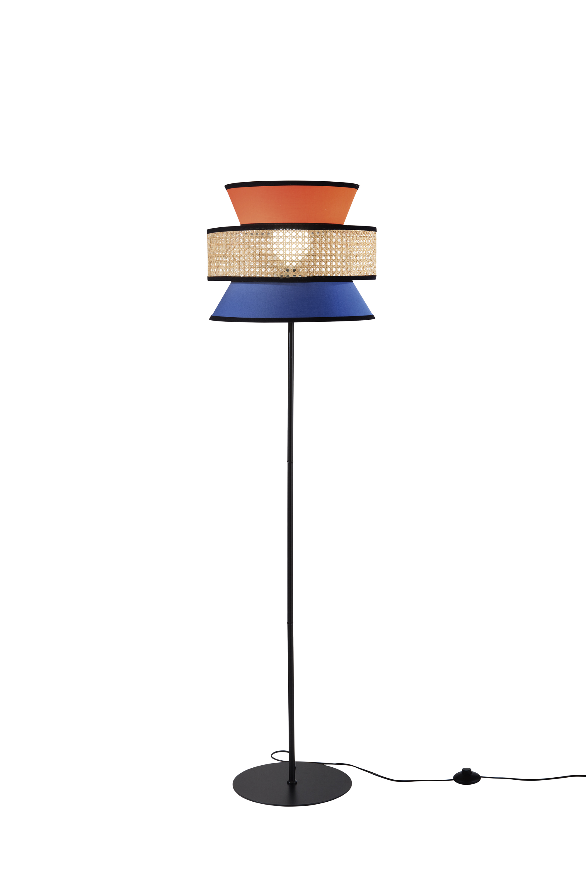 GAZEBO orange and blue floor lamp handmade with natural materials - Luce Ambiente e Design