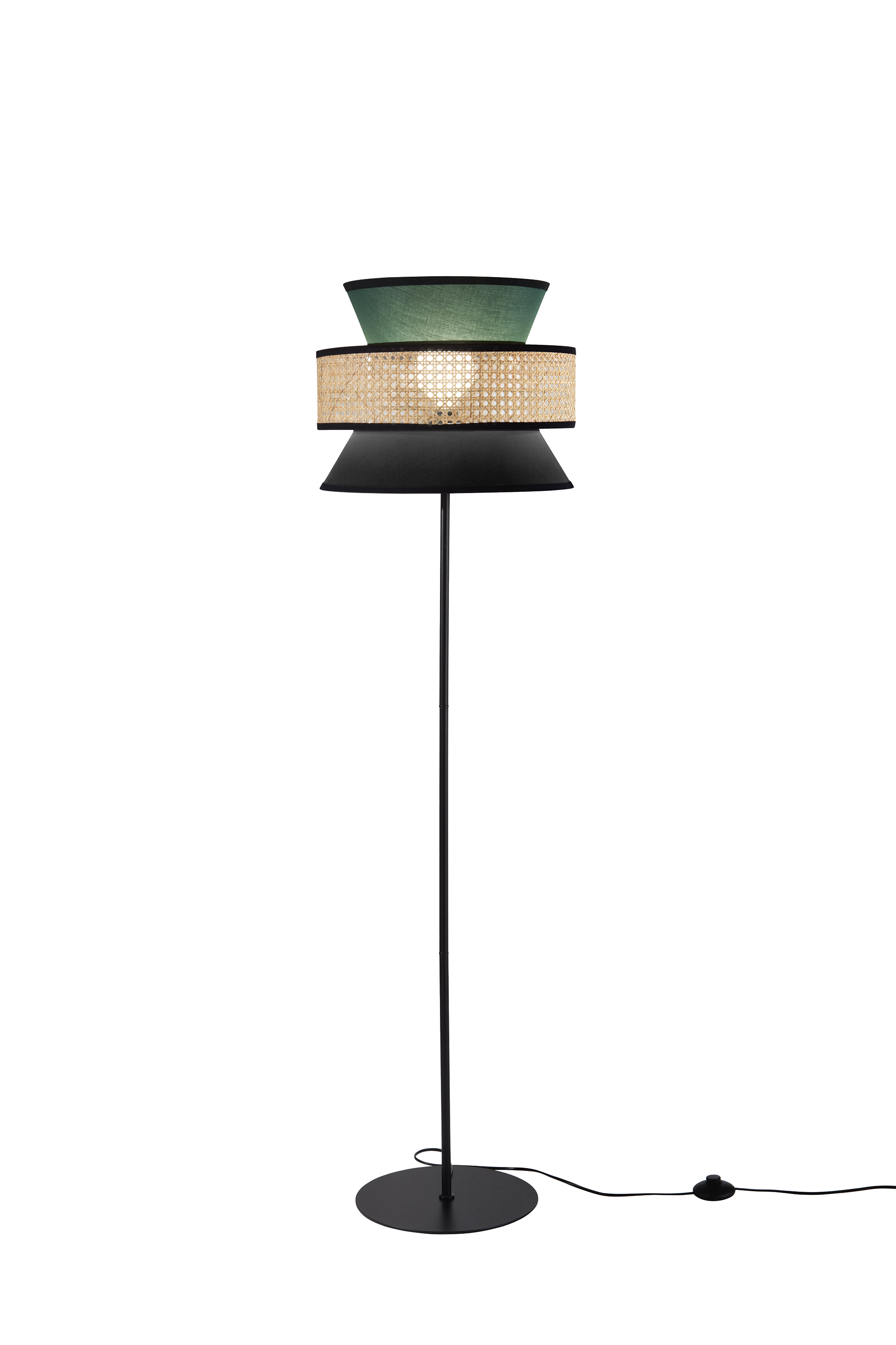 GAZEBO green and black floor lamp handcrafted with natural materials - Luce Ambiente e Design