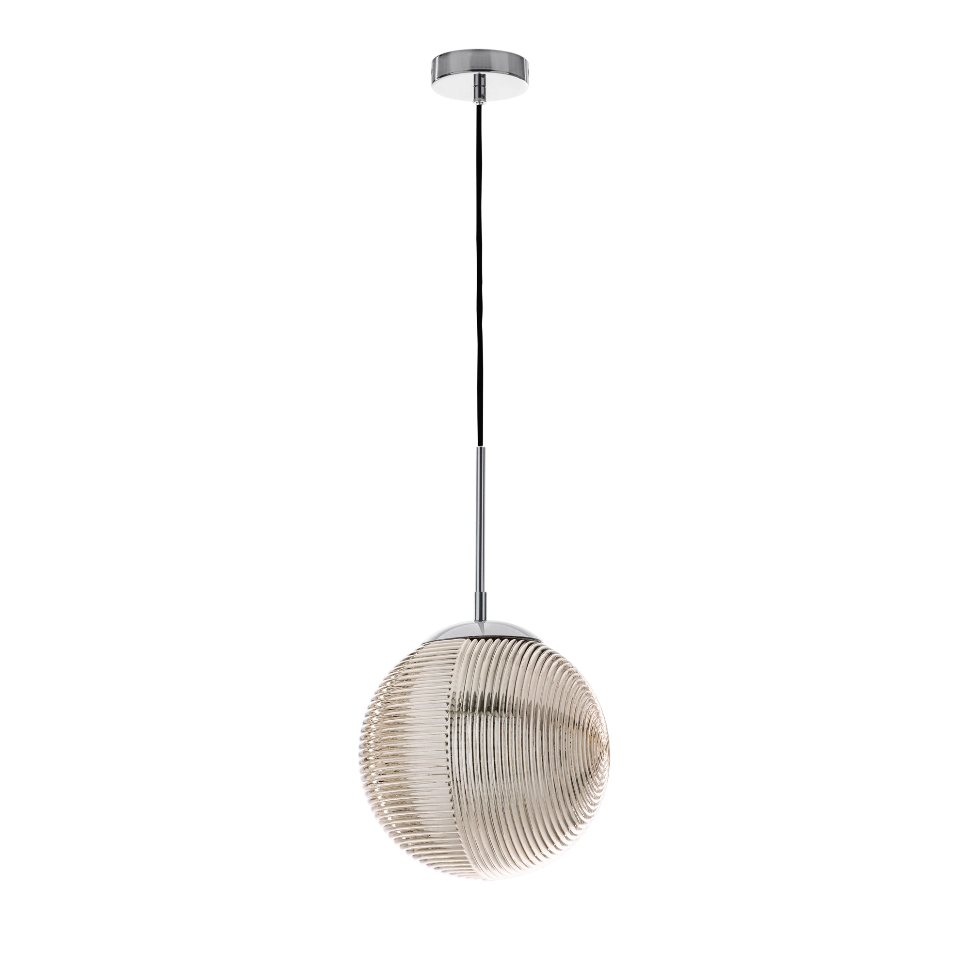 SOSPENSIONE GREENWICH SFERA CROMO/FUME' 1XE27 25X166CM - Luce Ambiente e Design