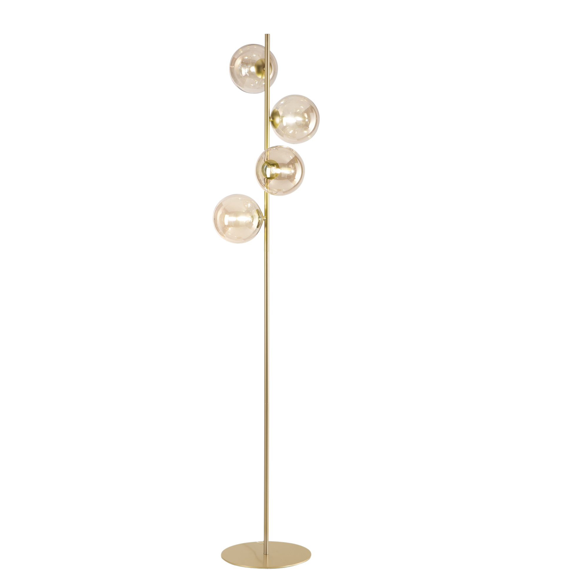 HONEY floor lamp in brass metal with four champagne glass diffusers - Luce Ambiente e Design