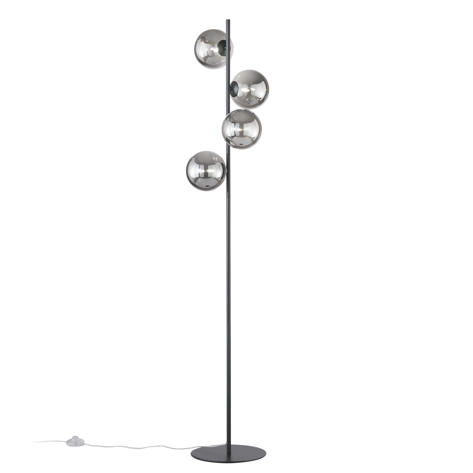 HONEY floor lamp in black metal with four smoked glass diffusers - Luce Ambiente e Design