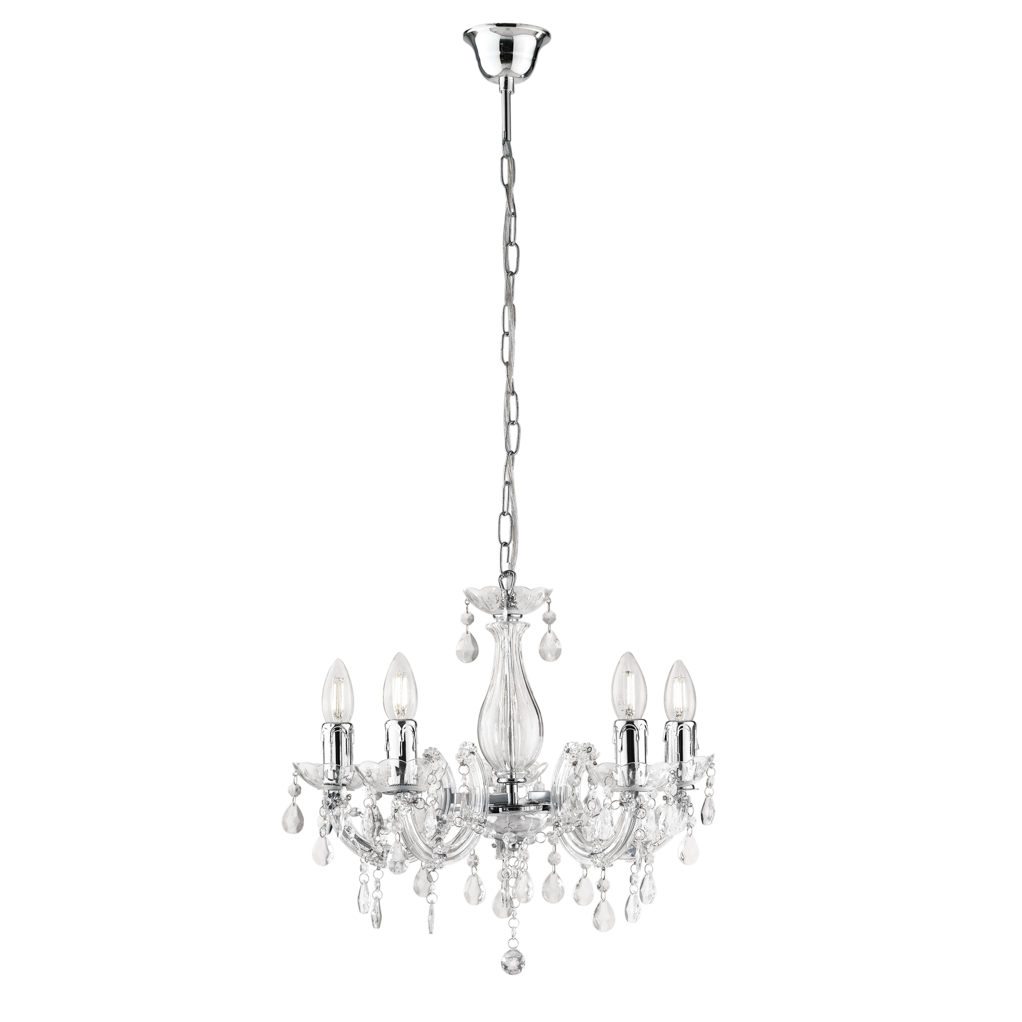 LAMPADARIO HOUSTON TRASPARENTE 5XE14 44X120CM - Luce Ambiente e Design