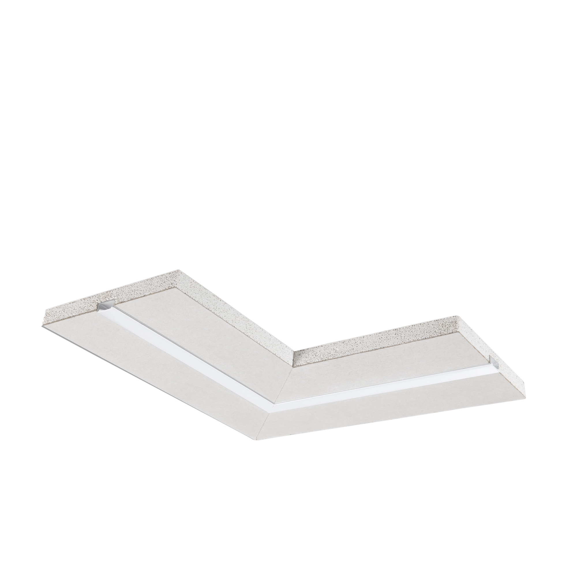 ANGOLO INVISILINE BIANCO PER PROFILO INCASSATO IN CARTONGESSO INCLUSO DIFFUSORE MILKY 24XX12,5X11,7C - Intec
