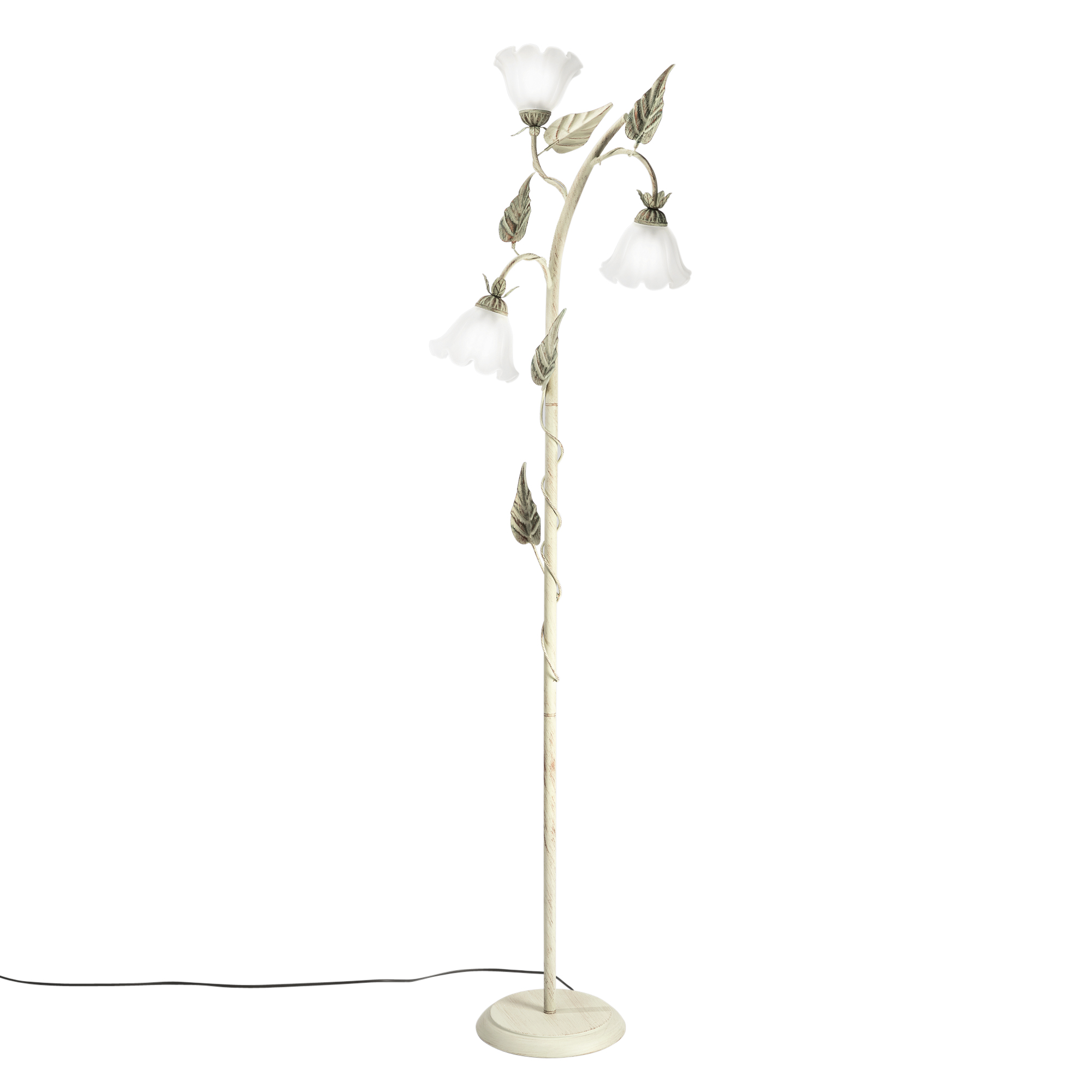ISOTTA floor lamp in ivory metal with three white glass diffusers - Luce Ambiente e Design