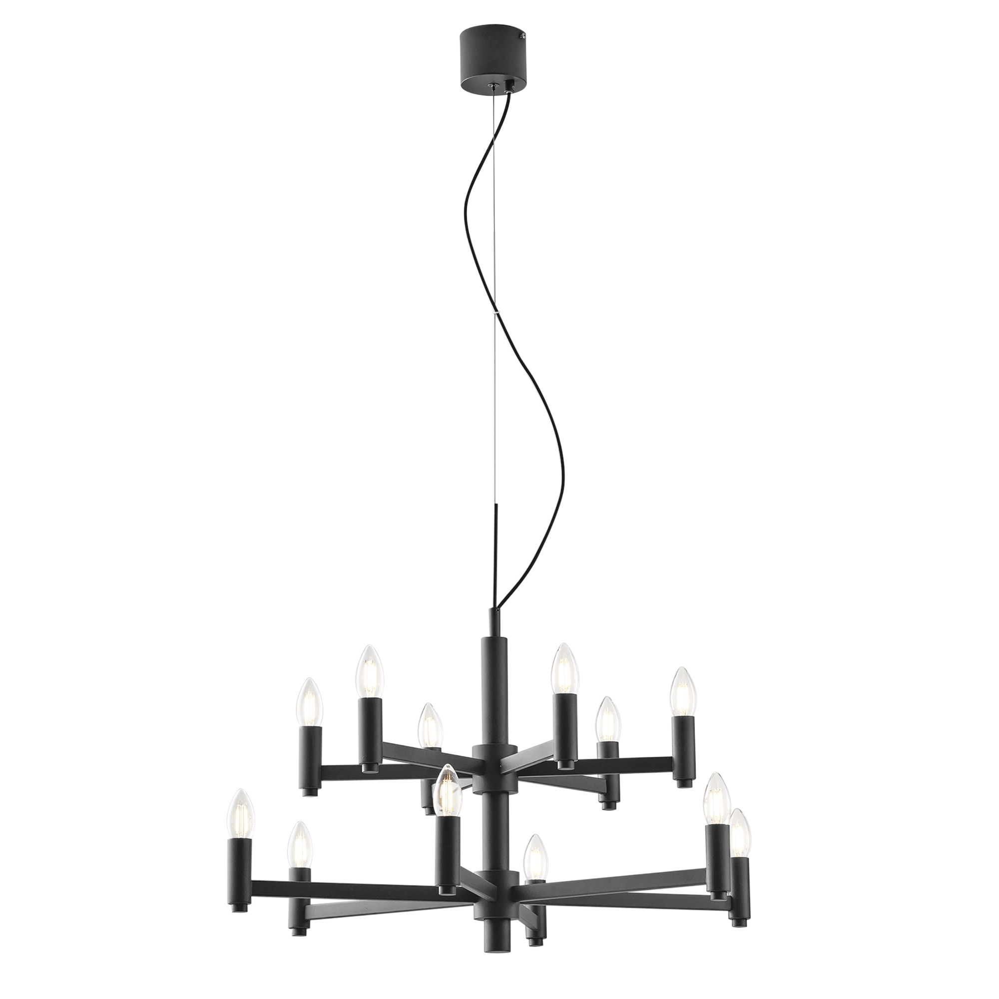 LAMPADARIO KAROL GRIGIO 12XE14 72X120CM - Luce Ambiente e Design