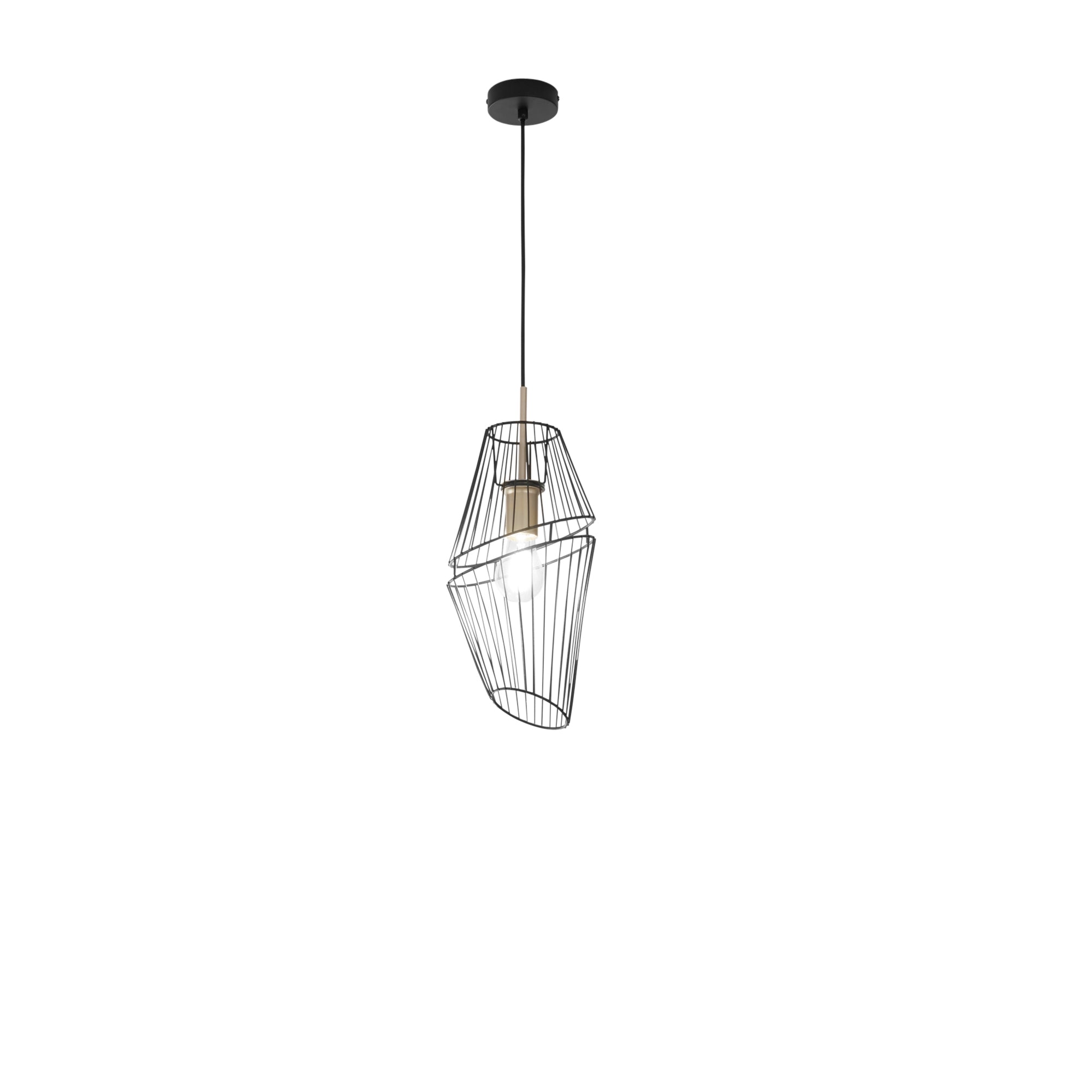 SOSPENSIONE KIKO NERA/ORO 1XE27 20X20X150CM - Luce Ambiente e Design