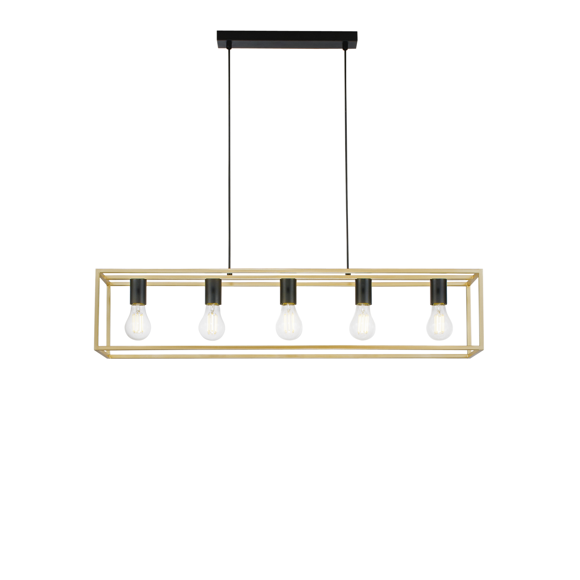 SOSPENSIONE KIMERA NERA/ORO 5XE27 100X20X150CM - Luce Ambiente e Design