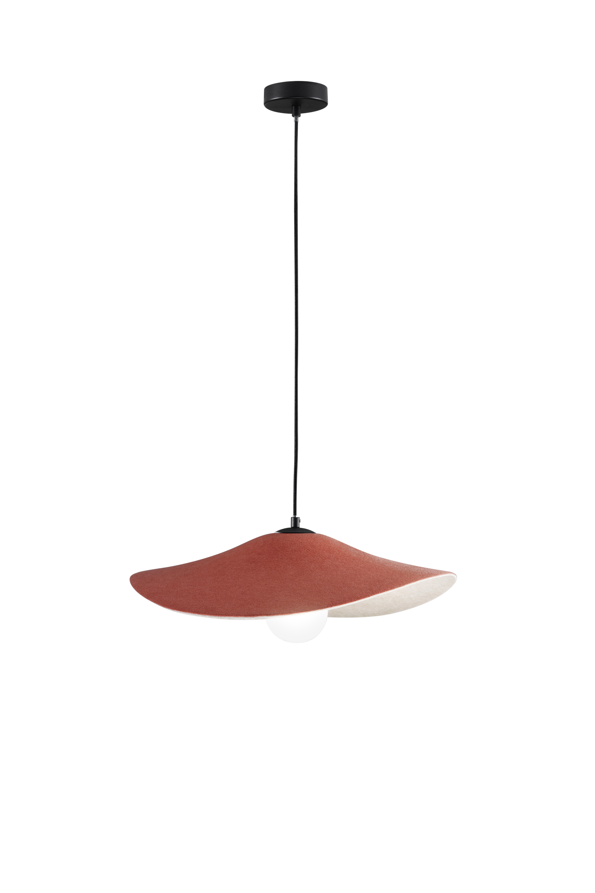 SOSPENSIONE LENGLEN IN FELTRO ARANCIONE CAVO 2M PARALUME 50CM 1XE27 - Luce Ambiente e Design