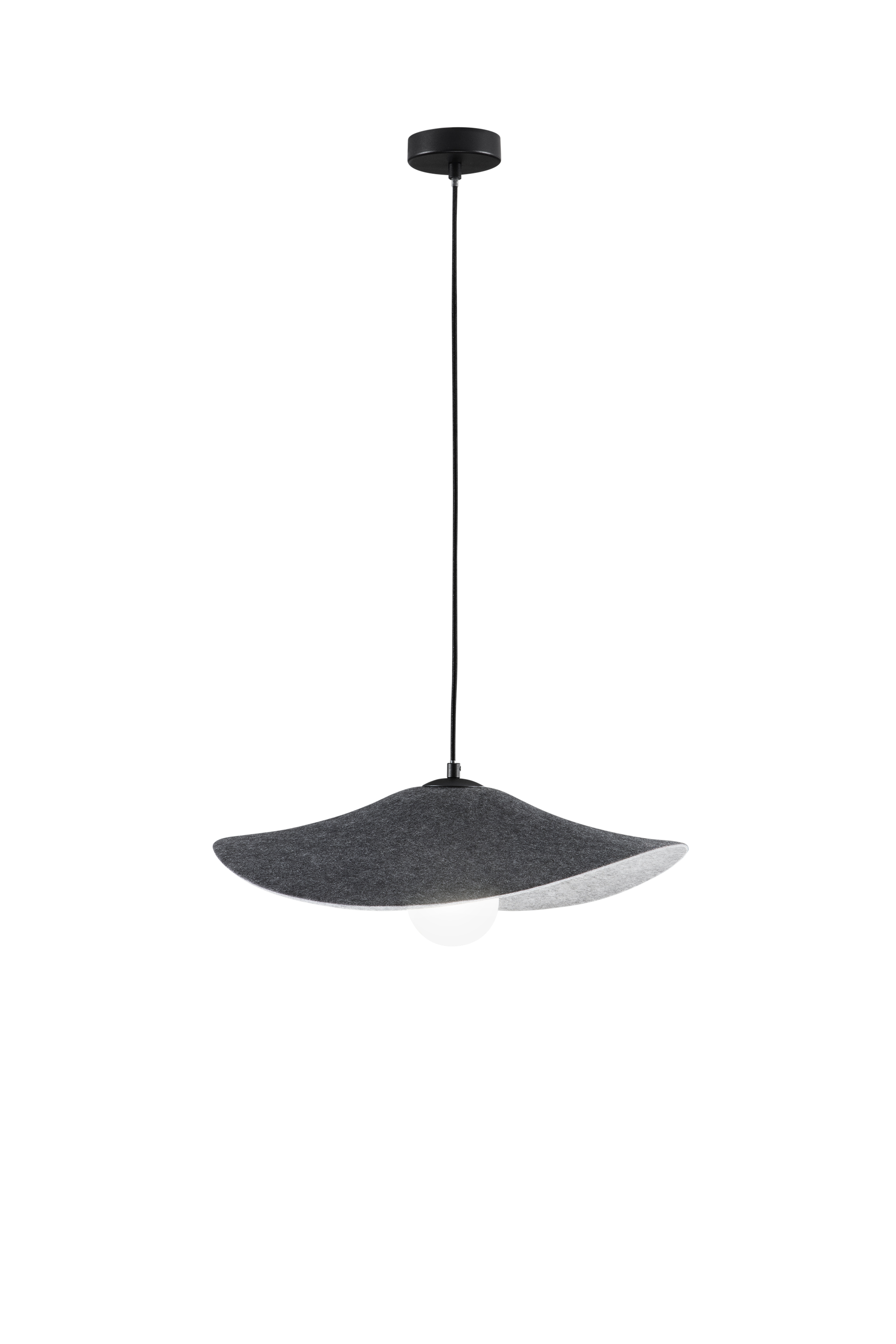 SOSPENSIONE LENGLEN IN FELTRO NERO CAVO 2M PARALUME 50CM 1XE27 - Luce Ambiente e Design