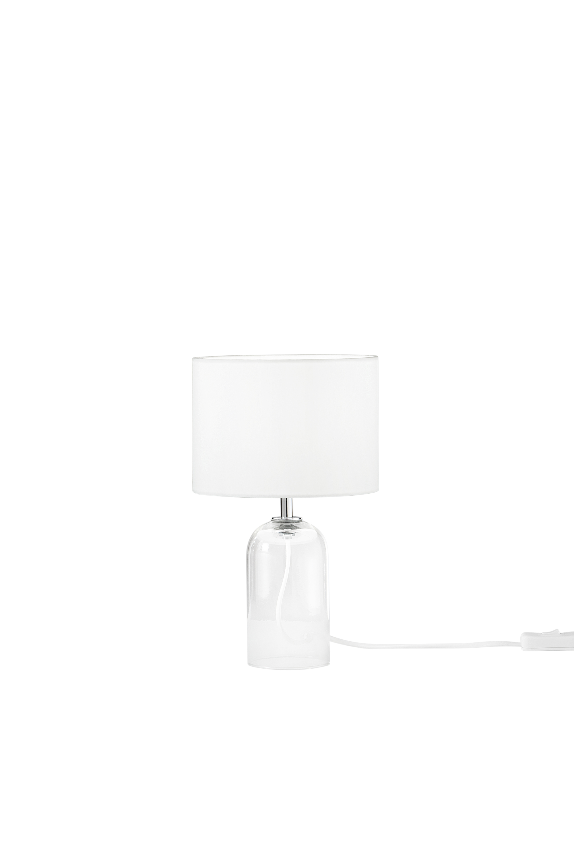 LUME LONDON BIANCO IN VETRO E PARALUME IN TESSUTO 1XE14 STRUTTURA D18X30.1CM PARALUME D18X15CM - Luce Ambiente e Design