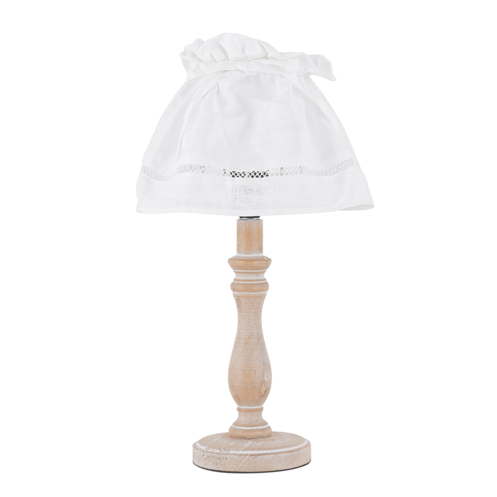 LUME LULLABY BIANCO CON LEGNO 1XE14 18X34CM - Luce Ambiente e Design