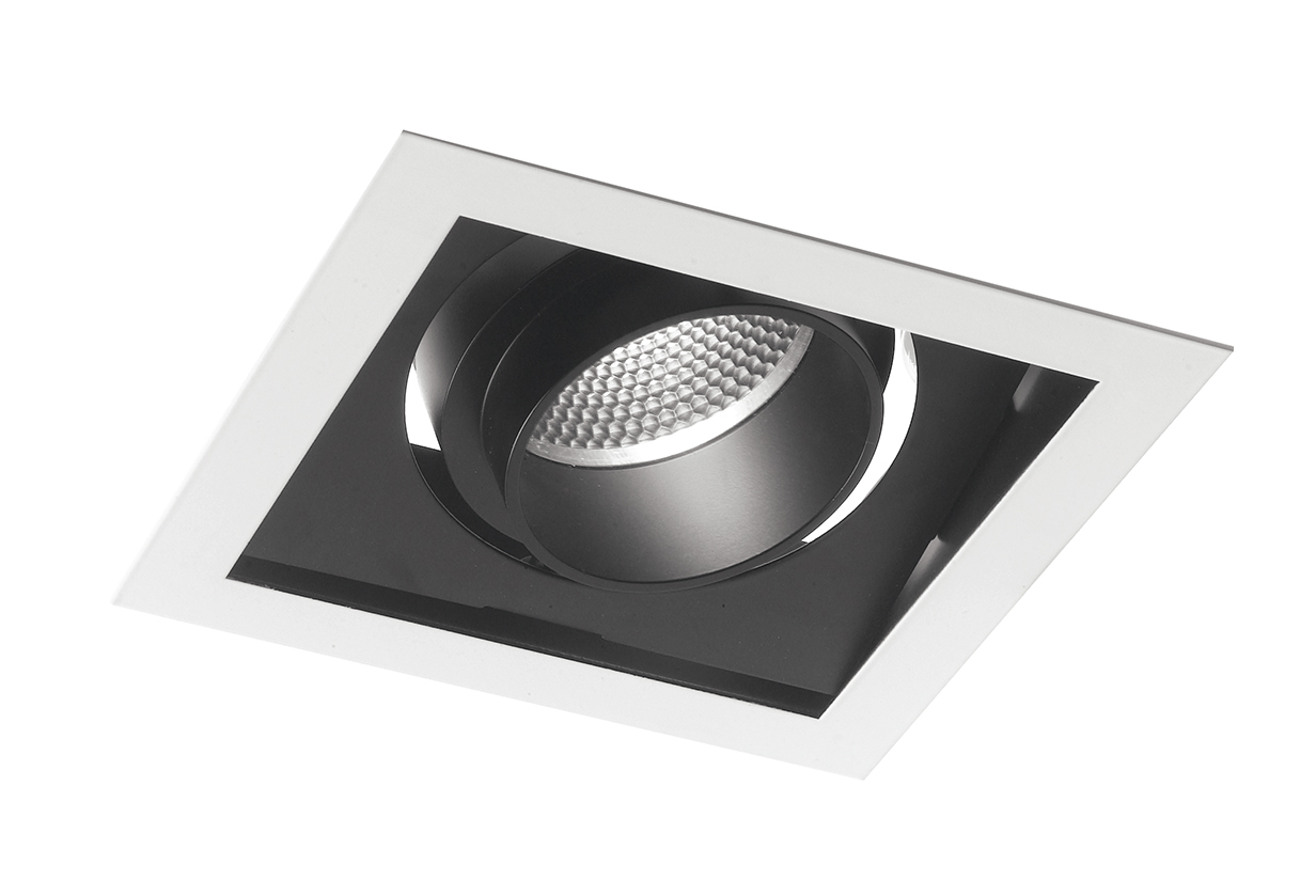 INCASSO LED APOLLO NERO 45W 4500LM 4000K ORIENTABILE 18,8X18,8X12CM - Intec