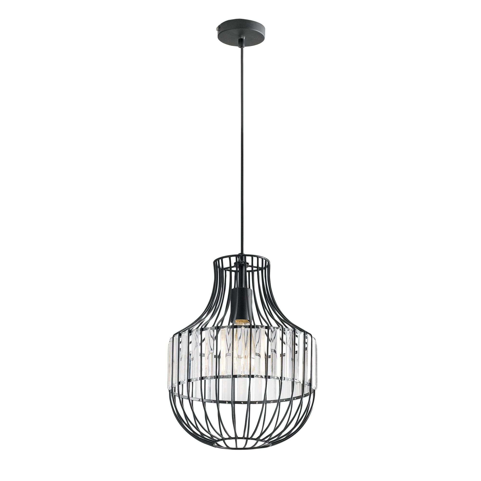 SOSPENSIONE OPIUM NERA/TRASPARENTE 1XE27 30X30X130CM - Luce Ambiente e Design