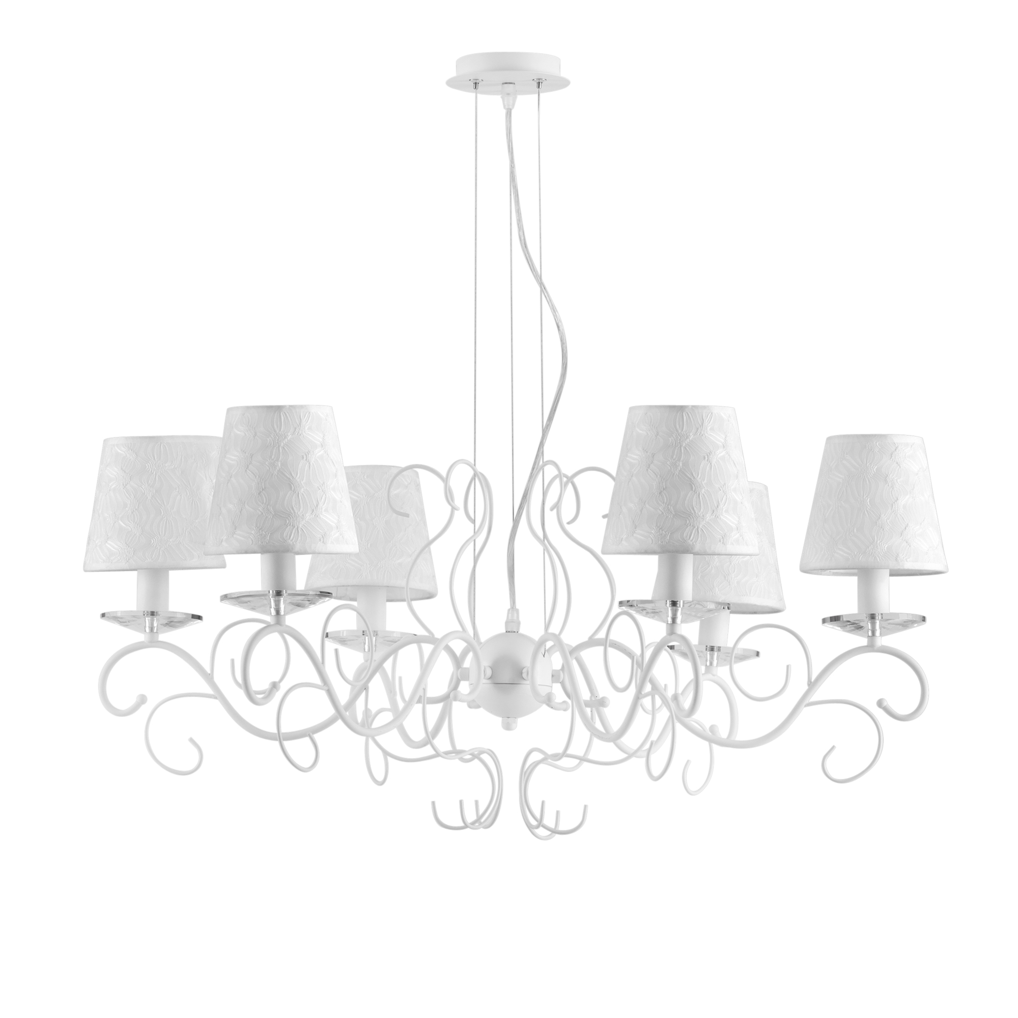 LAMPADARIO PERLA BIANCO 6XE14 82X120CM - Luce Ambiente e Design