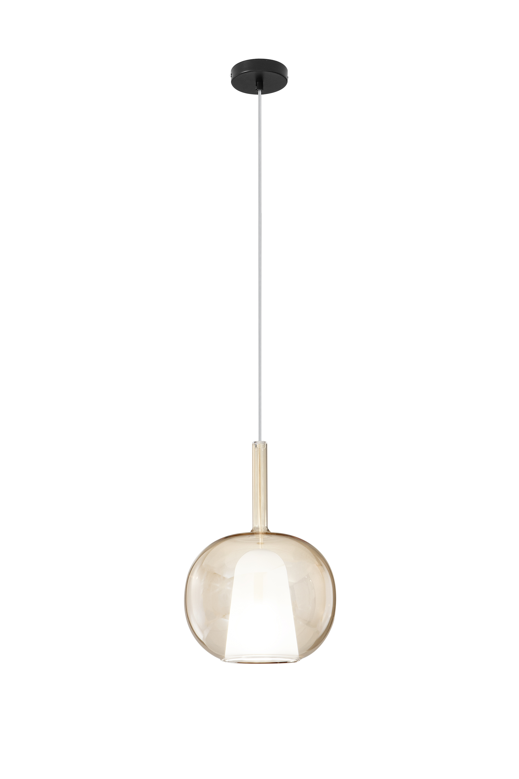 SOSPENSIONE PIREX AMBRA IN VETRO 1XE27 25X120CM - Luce Ambiente e Design