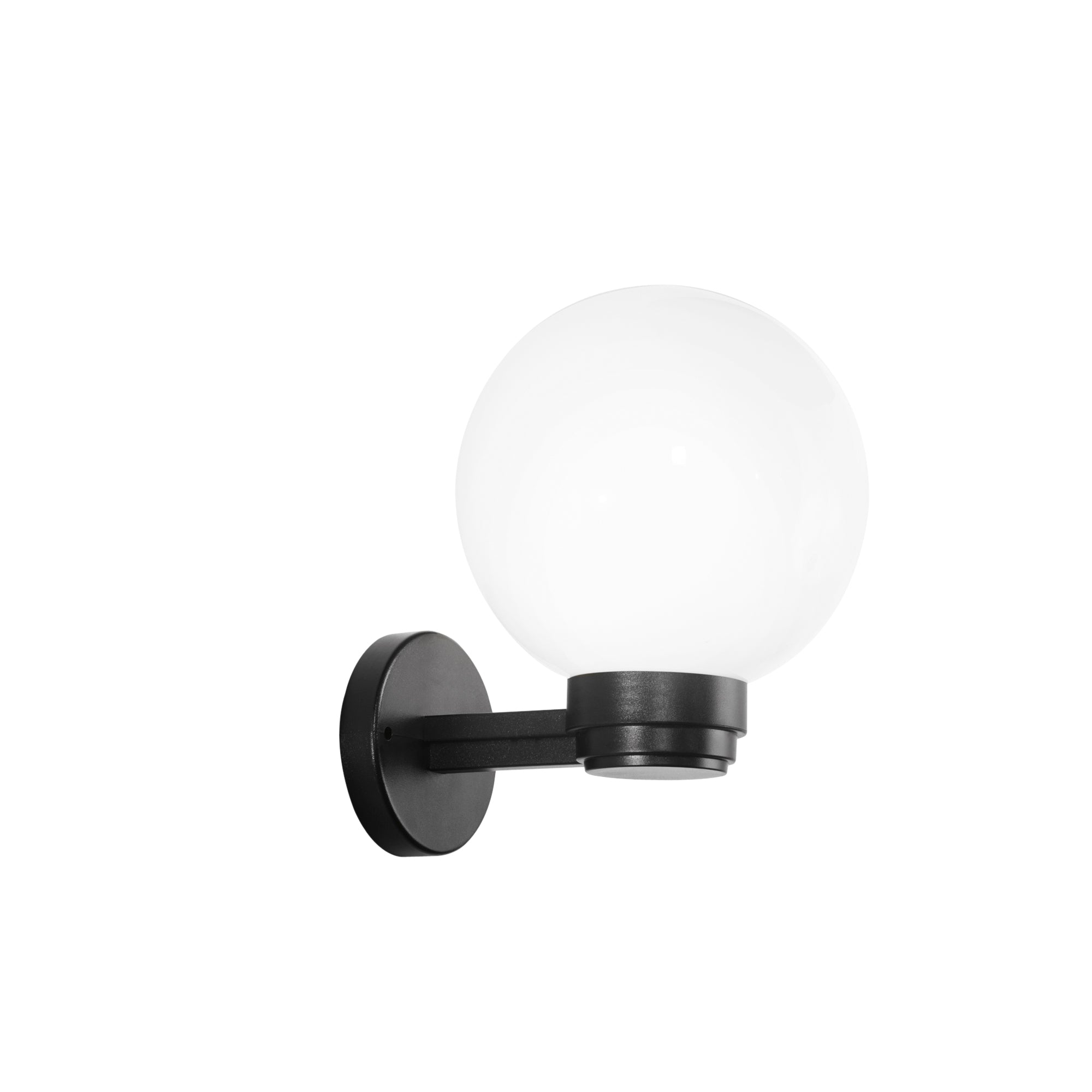 POLLY outdoor wall light with black plastic base and white sphere - Intec