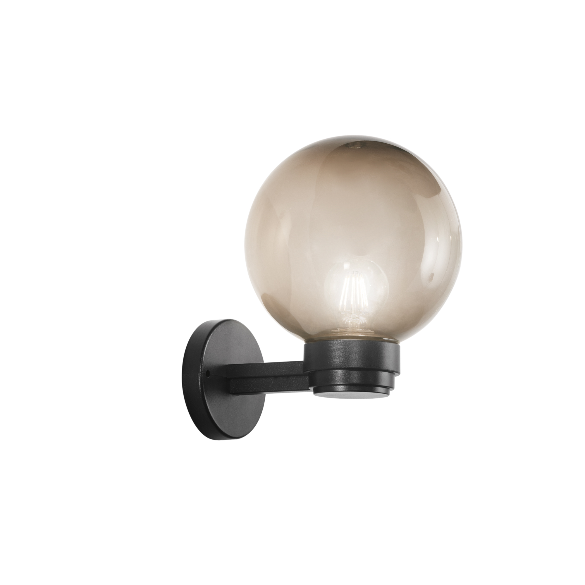 POLLY outdoor wall light with black plastic base and smoke sphere - Intec