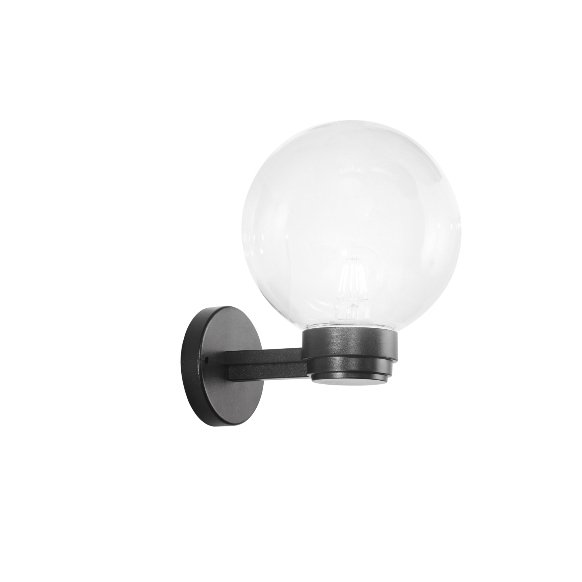 POLLY outdoor wall light with black plastic base and transparent sphere - Intec