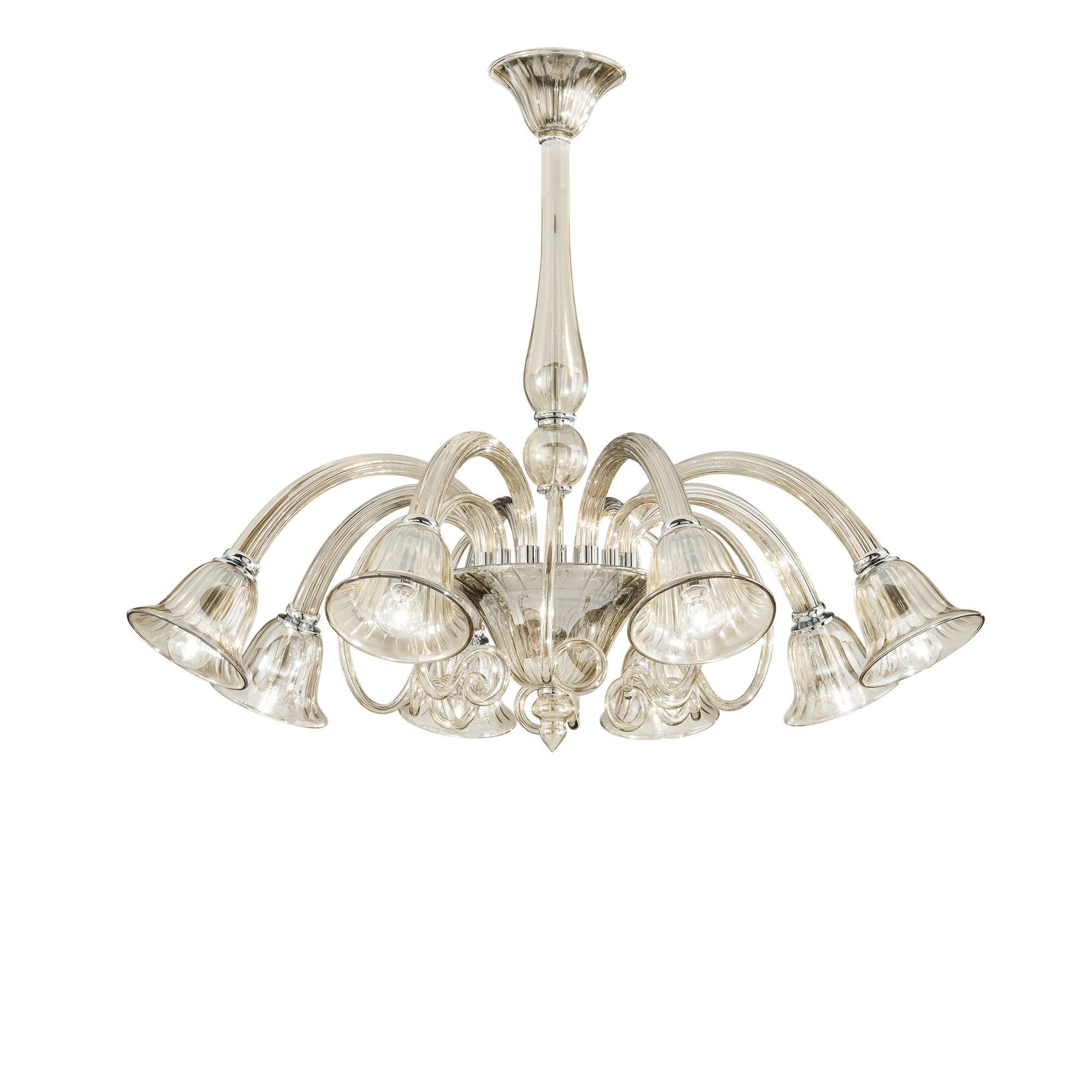 LAMPADARIO POSEIDON CHAMPAGNE 8XE14 93X73CM - Luce Ambiente e Design