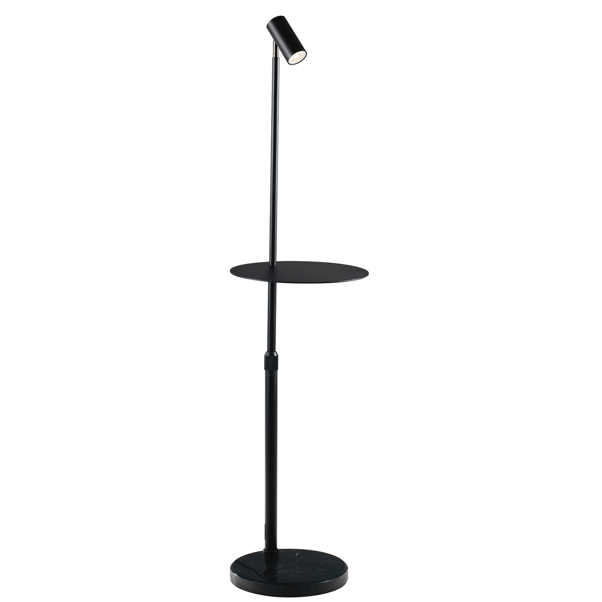 RELAX floor lamp in black metal with adjustable light point and adjustable support shelf - Luce Ambiente e Design