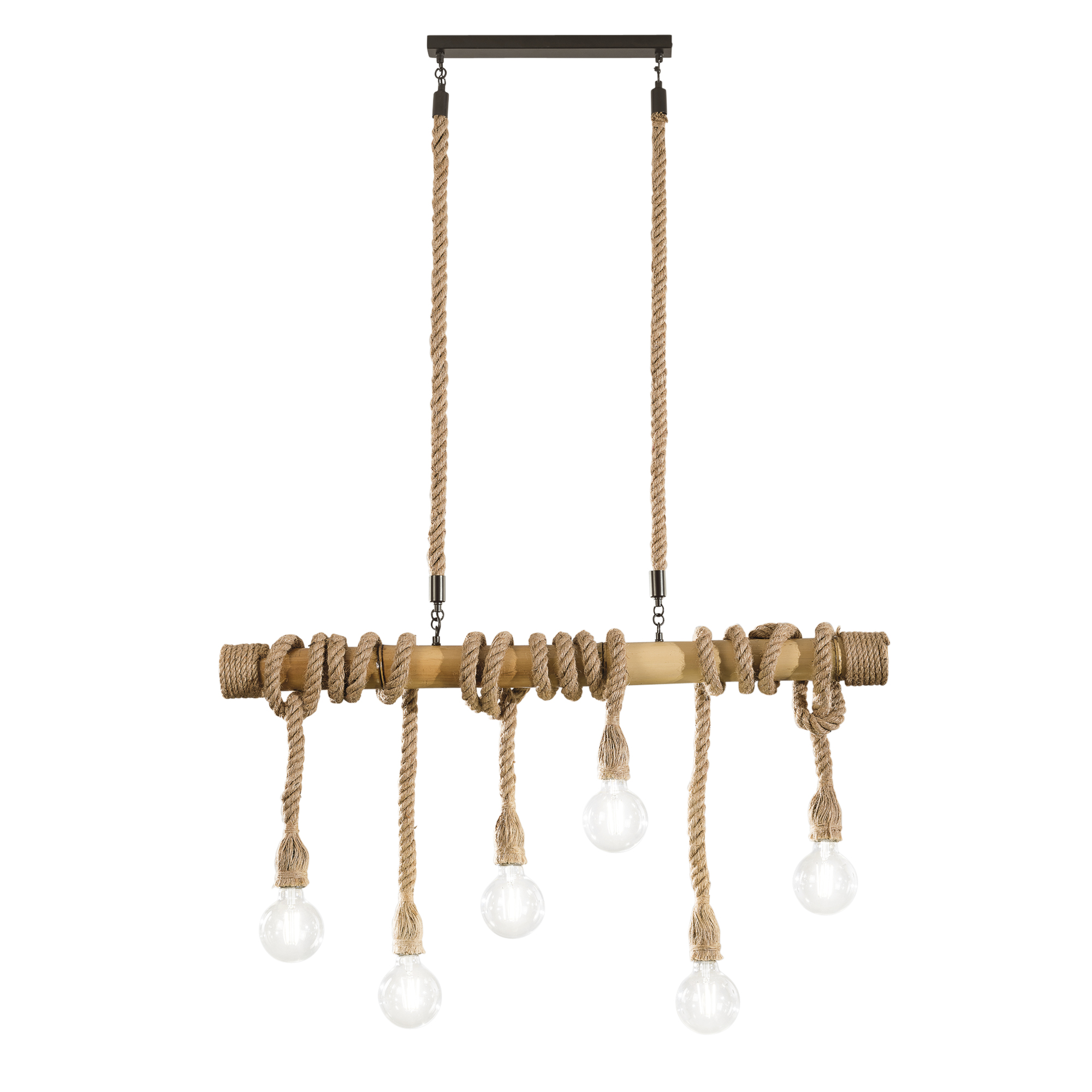 SOSPENSIONE ROPE CANAPA 6XE27 100X150CM - Luce Ambiente e Design