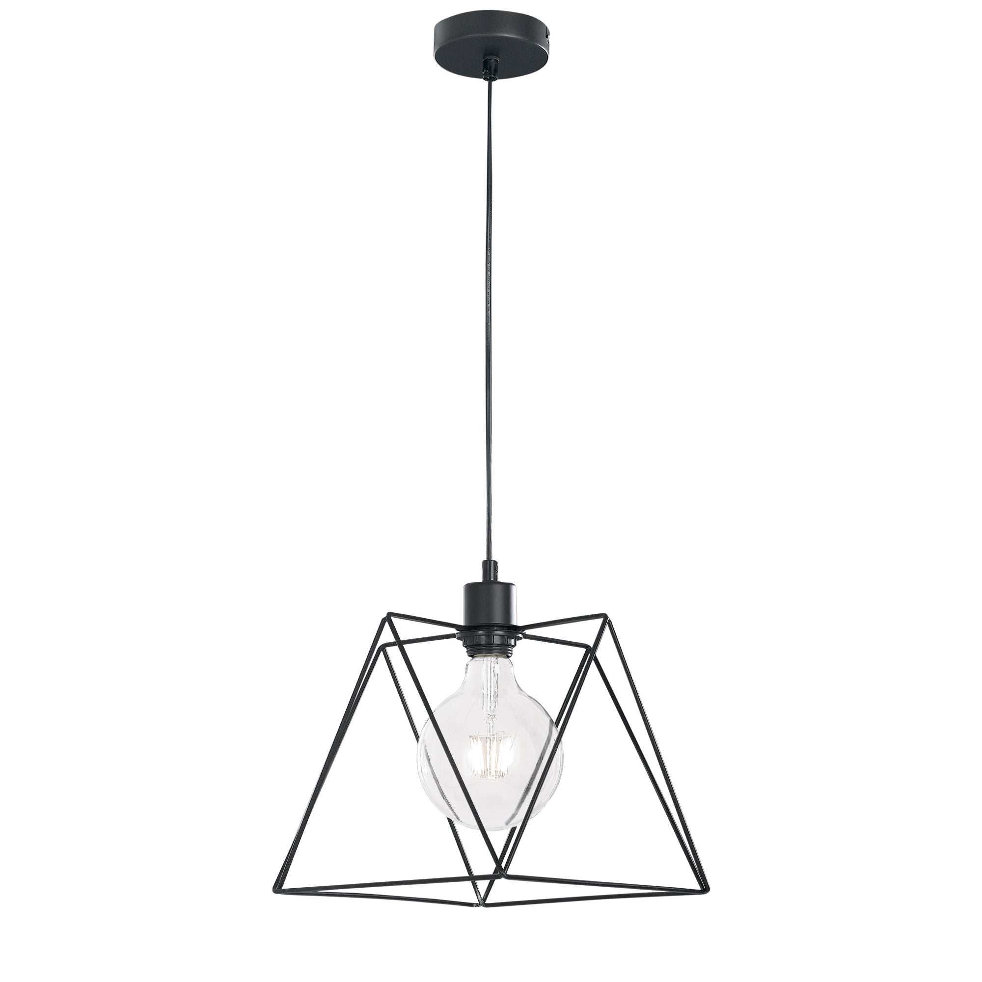 SOSPENSIONE SANTANA POLIGONALE NERA 1XE27 25X25X130CM - Luce Ambiente e Design
