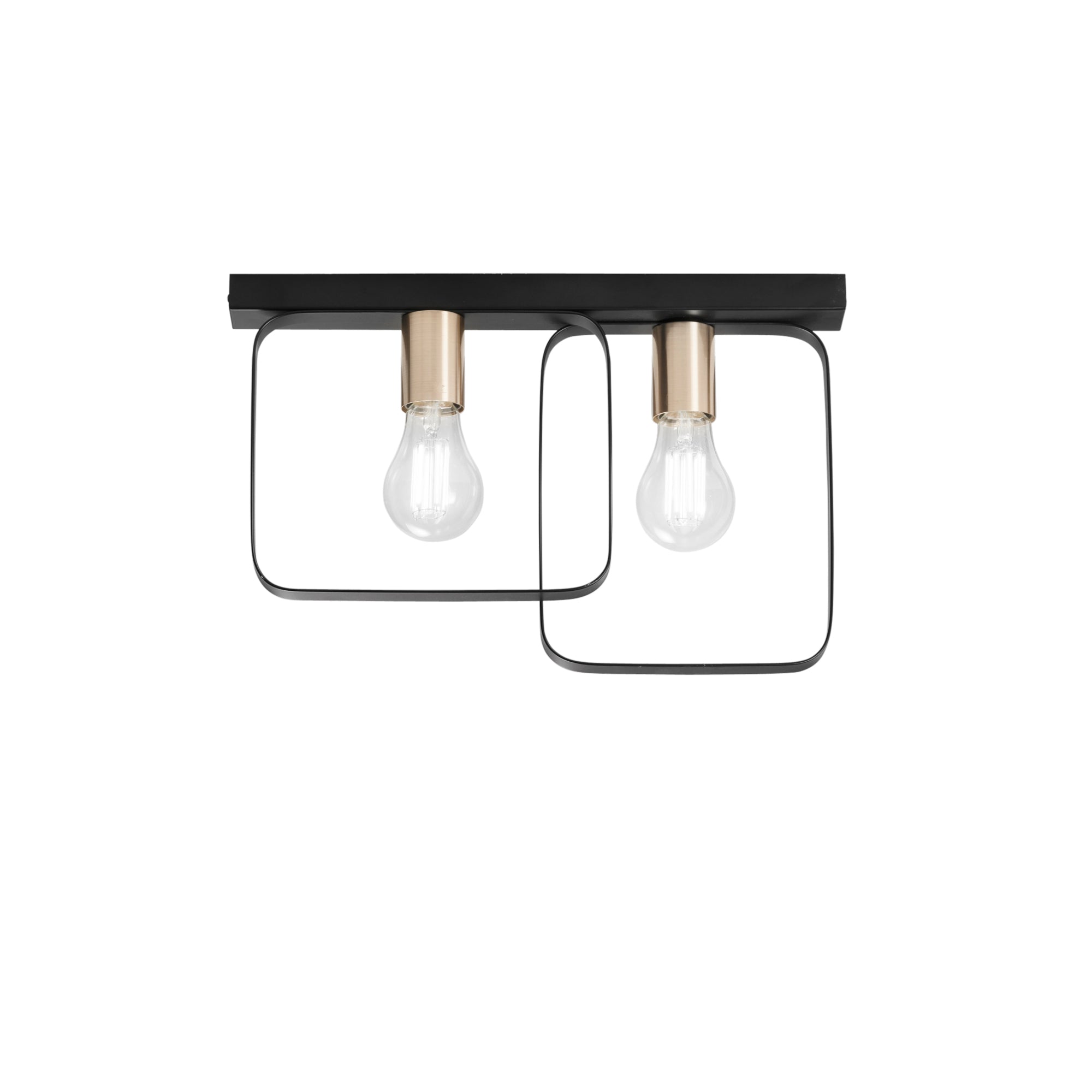 PLAFONIERA SMITH NERA/ORO 2XE27 41,5X5X27CM - Luce Ambiente e Design