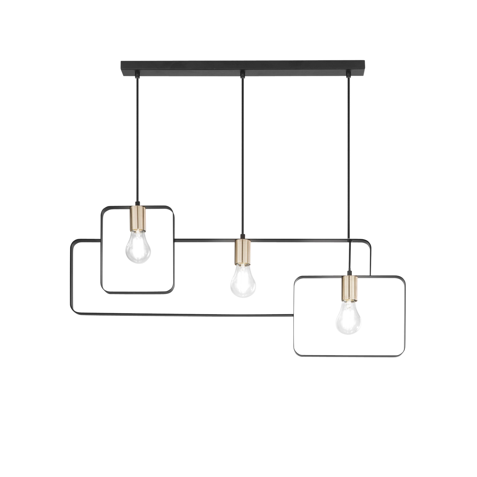 SOSPENSIONE SMITH NERA/ORO 3XE27 88,5X150CM - Luce Ambiente e Design