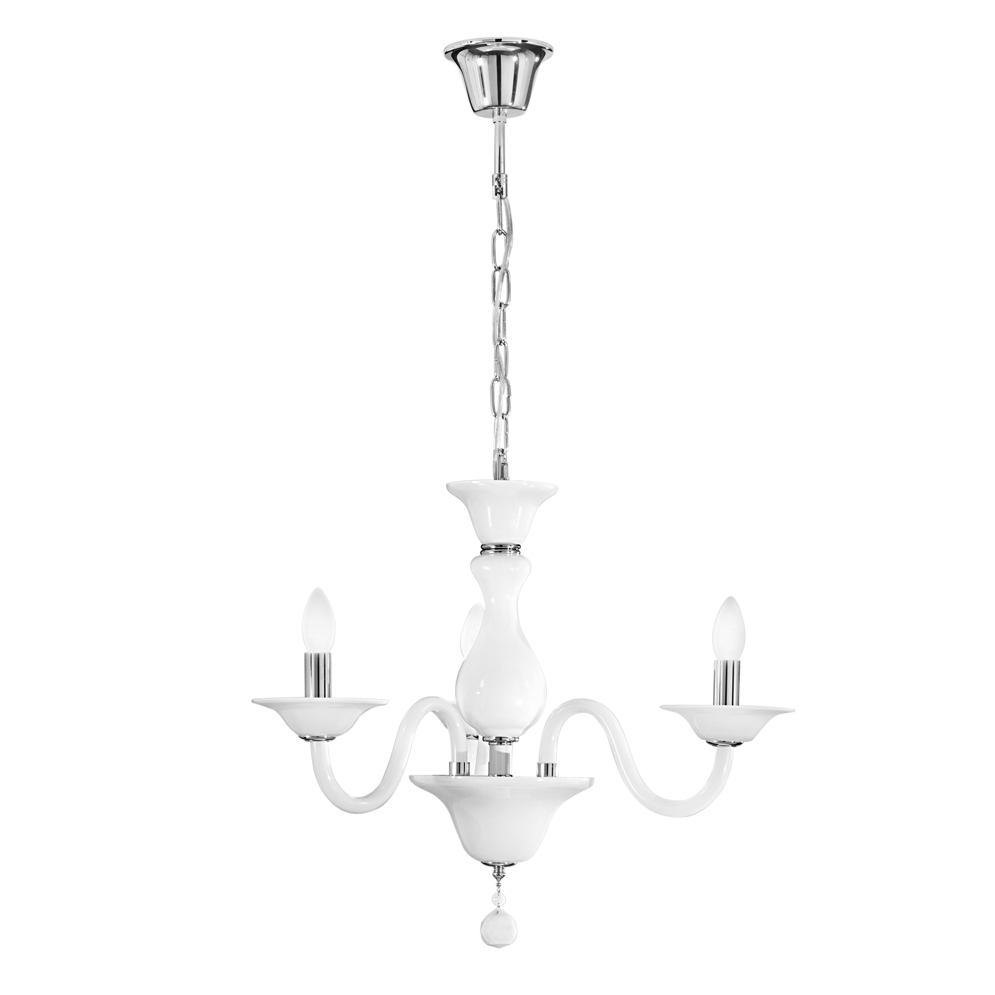 LAMPADARIO SOFFIO BIANCO/CROMO 3XE14 66X120CM - Luce Ambiente e Design