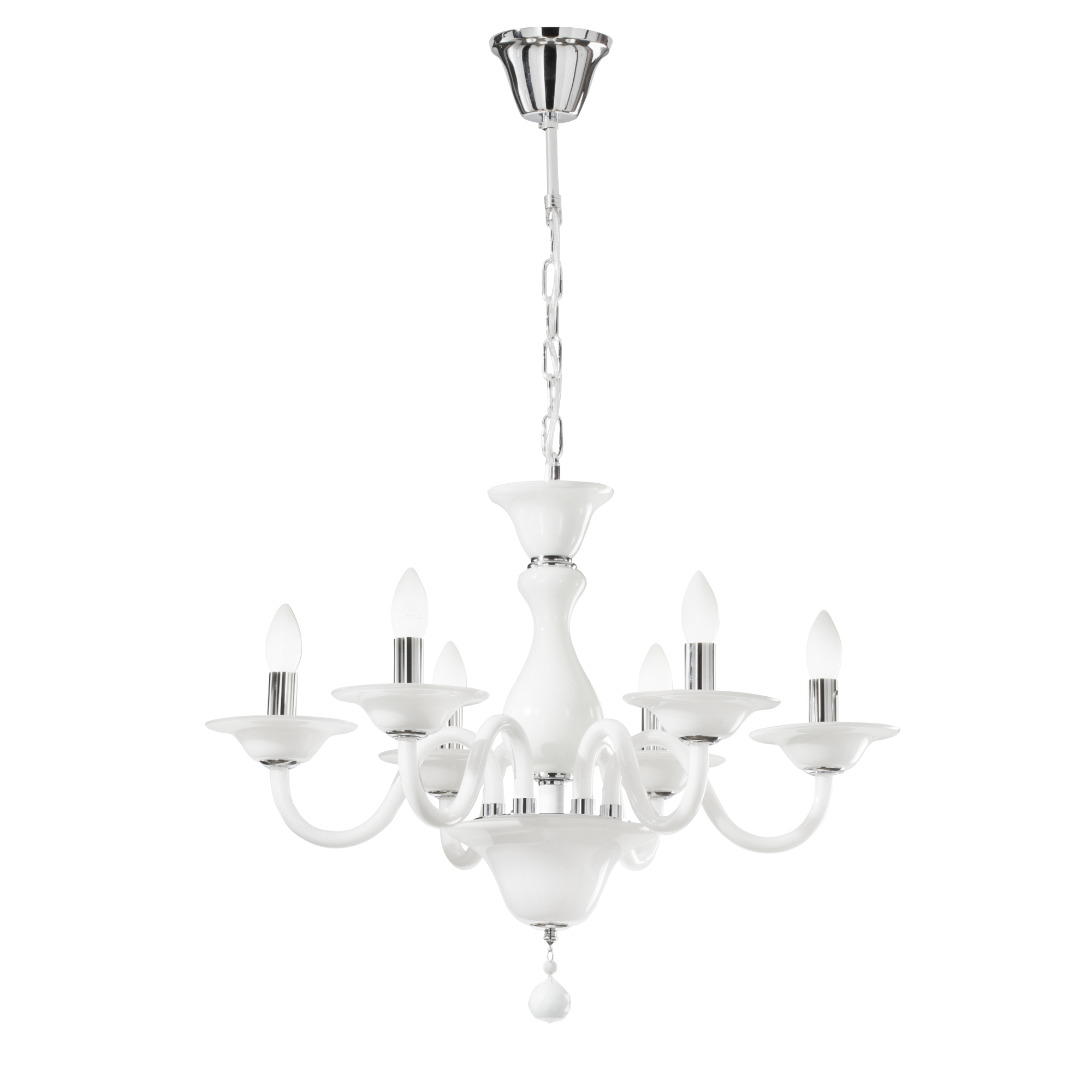 LAMPADARIO SOFFIO BIANCO/CROMO 6XE14 66X120CM - Luce Ambiente e Design