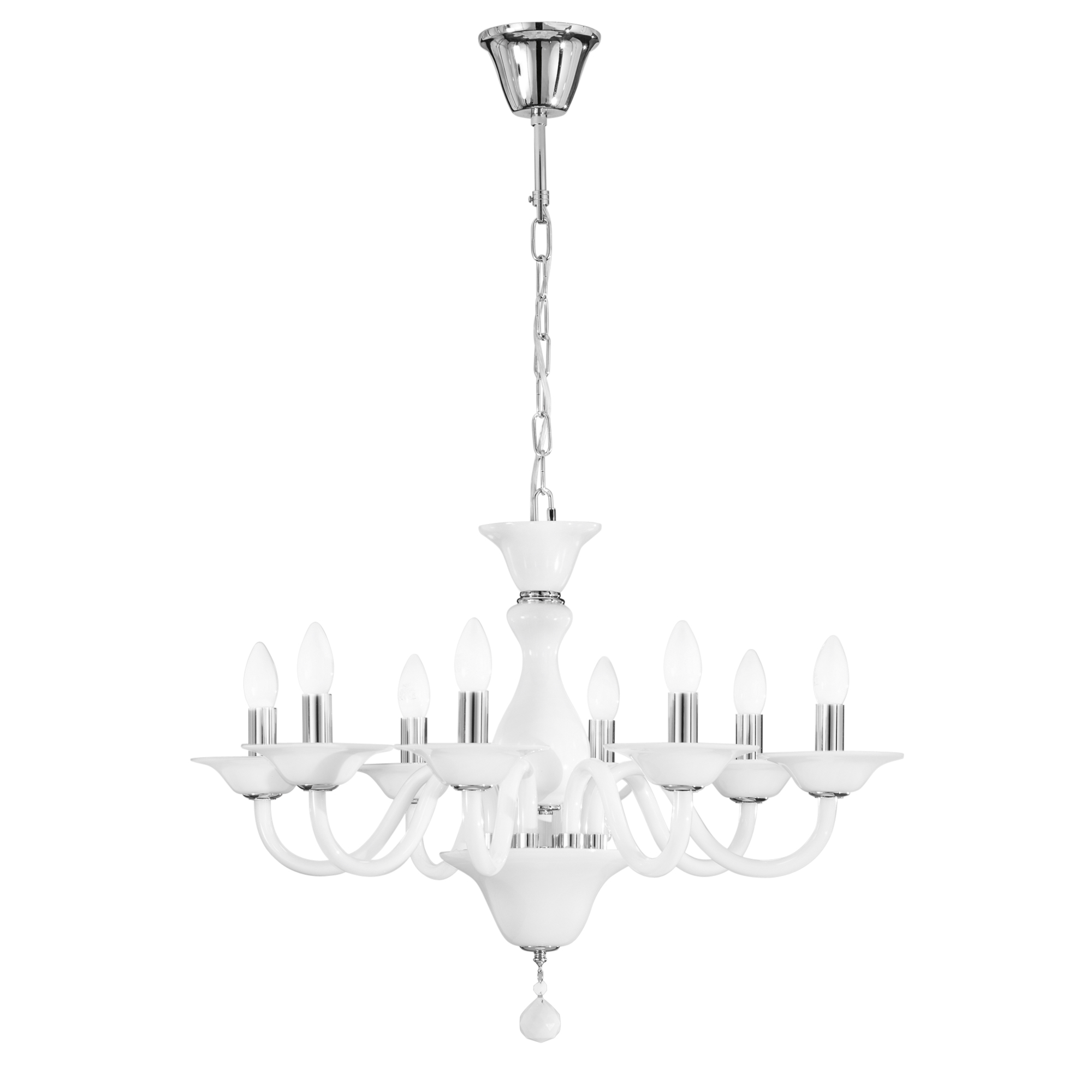LAMPADARIO SOFFIO BIANCO/CROMO 8XE14 71X120CM - Luce Ambiente e Design