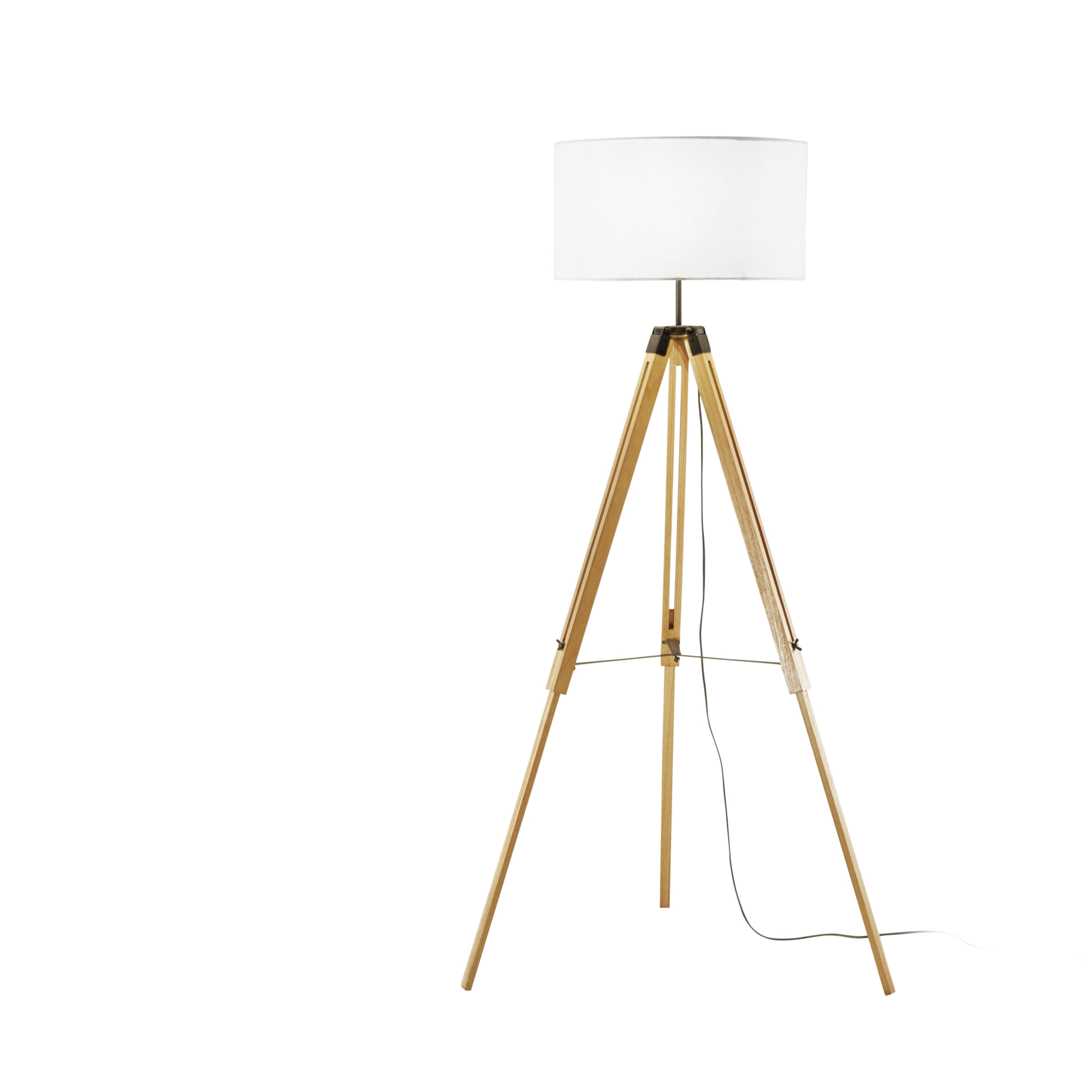 STUDIOS tripod floor lamp in wood with fabric shade - Luce Ambiente e Design