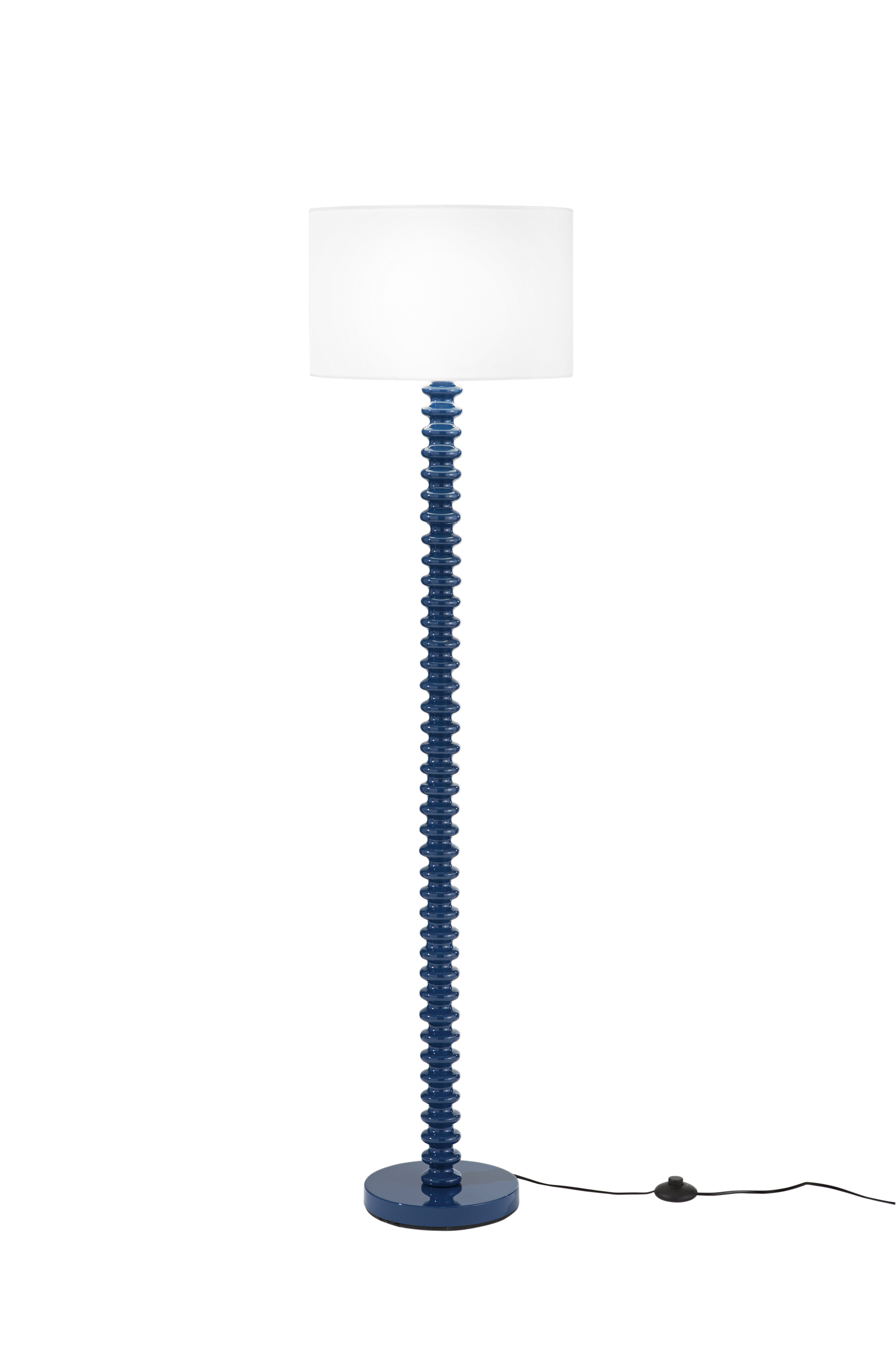 SULTAN floor lamp with blue metal base and fabric shade - Luce Ambiente e Design