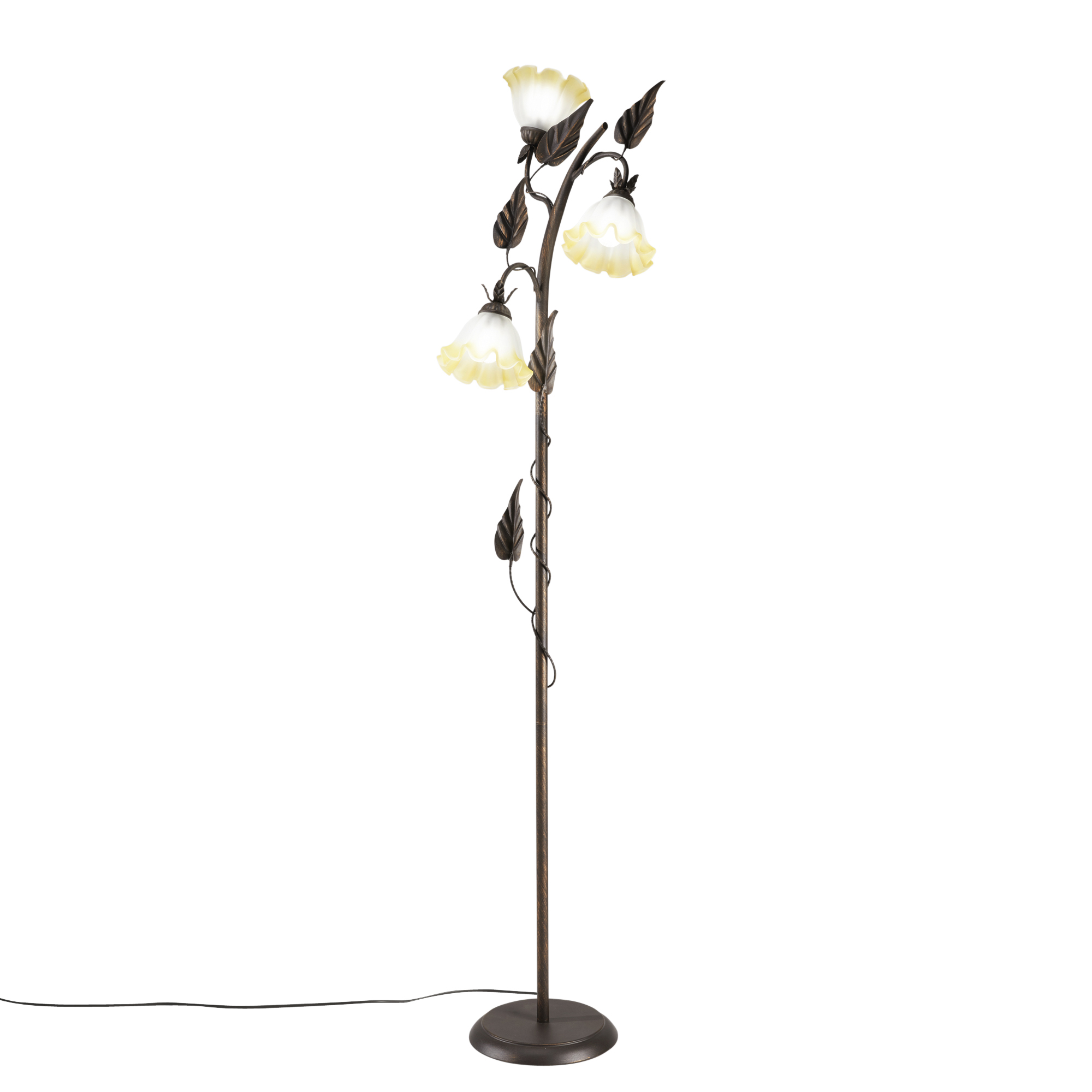 TRISTANO floor lamp in brown metal with 3 glass diffusers - Luce Ambiente e Design