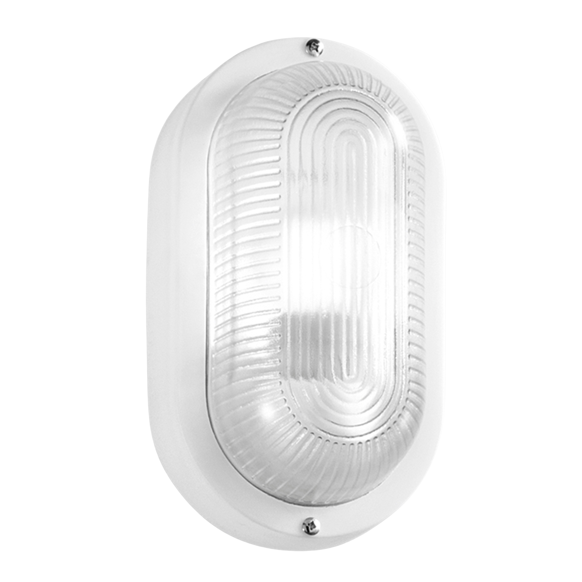 TURTLE oval white wall light with glass diffuser IP54 - Intec