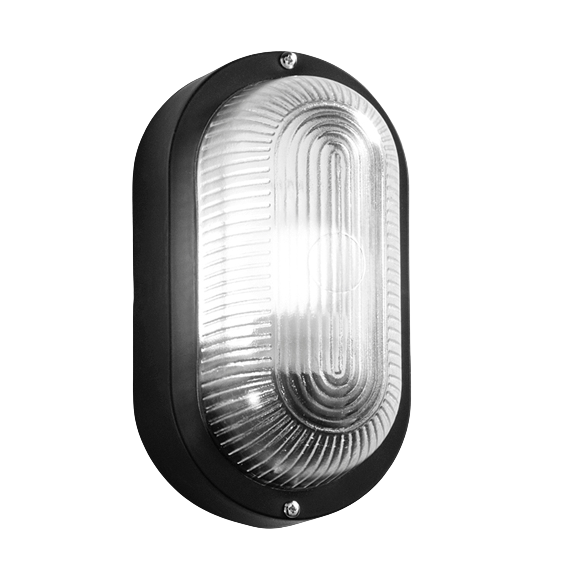 TURTLE oval black wall light with glass diffuser IP54 - Intec