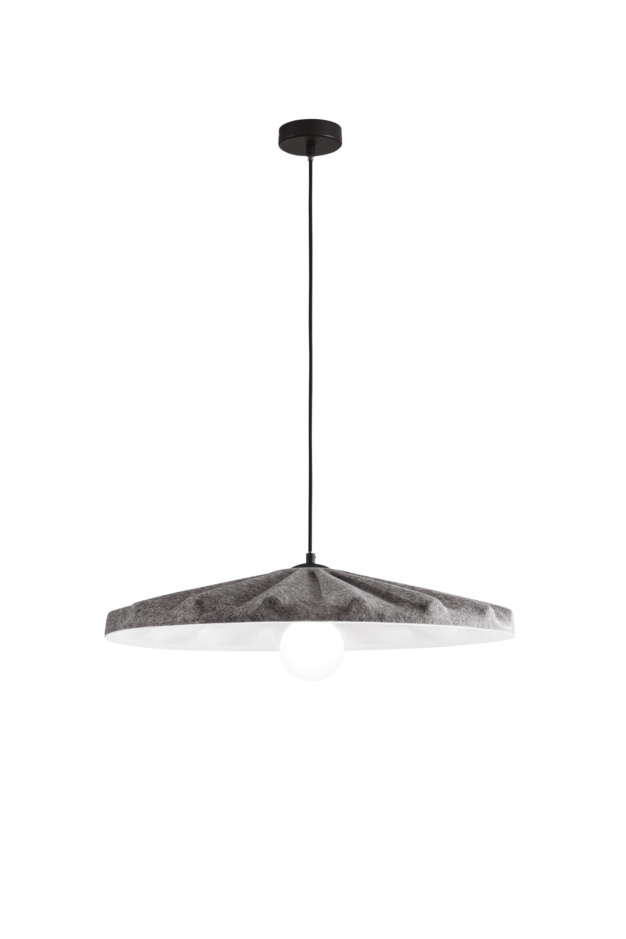 SOSPENSIONE WIMBLEDON IN FELTRO GRIGIO CAVO 2M PARALUME 69CM 1XE27 - Luce Ambiente e Design