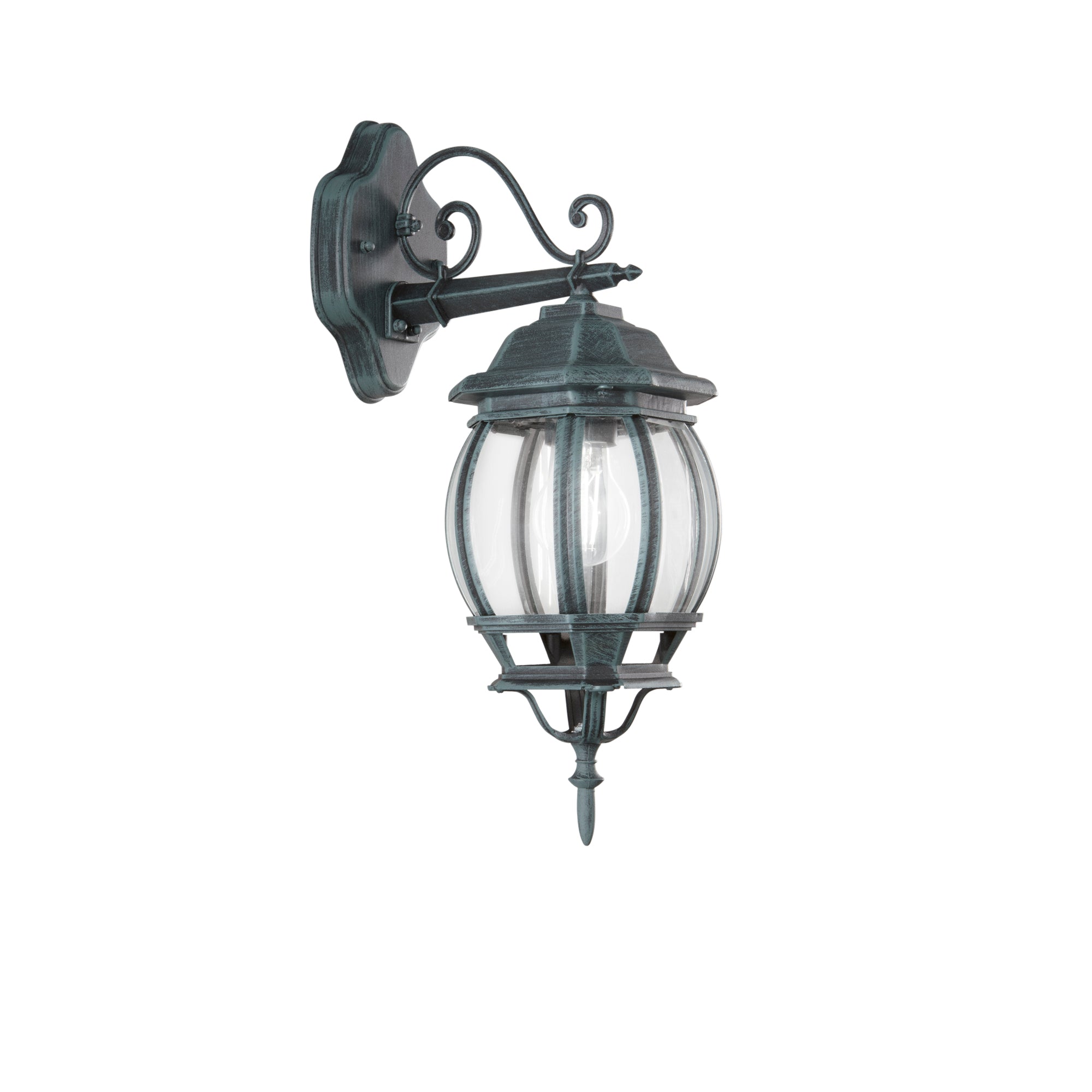 APPLIQUE DOWN SANTIAGO NERO/VERDE 1XE27 IP44 25X46X15,5CM - Intec
