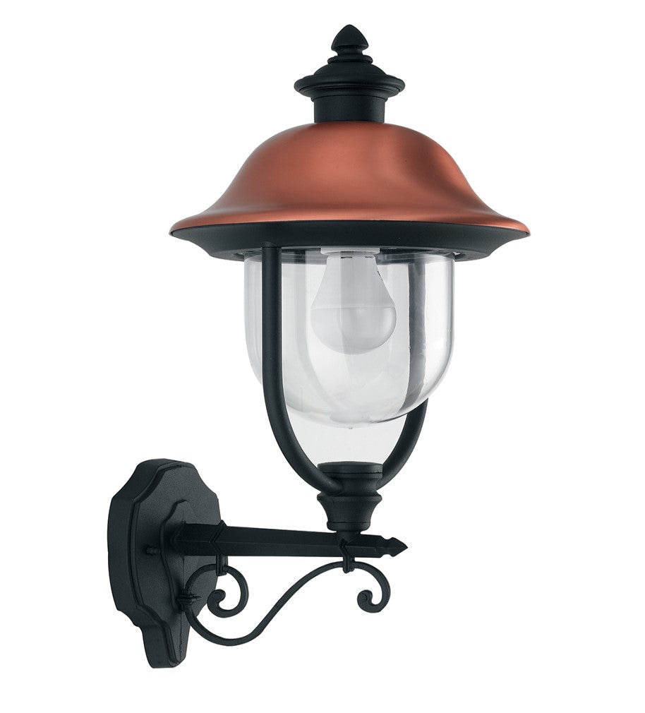 APPLIQUE UP VENEZIA NERO/RAME 1XE27 IP44 29X52,5X25CM - Intec
