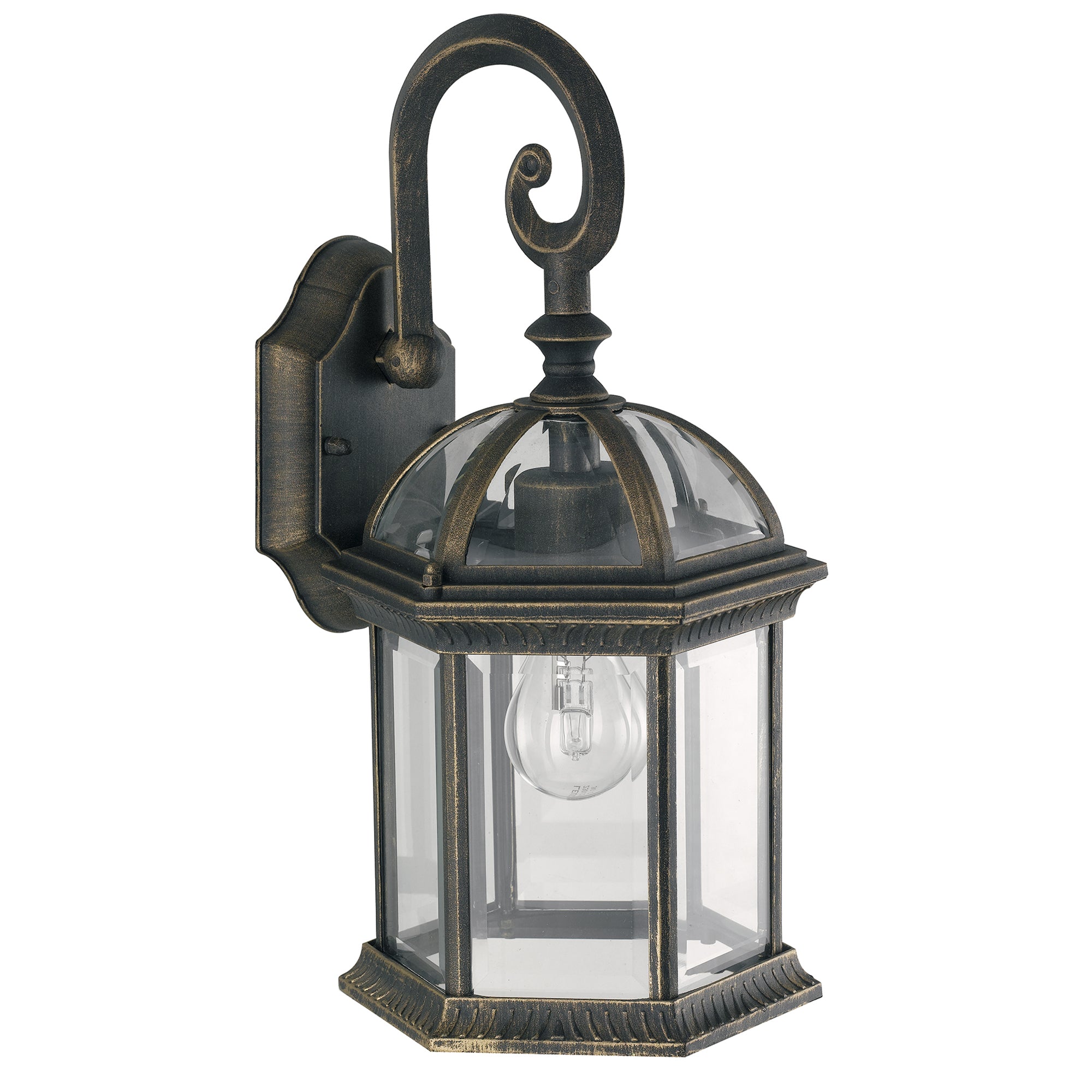 GAETA outdoor wall light black and gold with glass diffuser - Intec