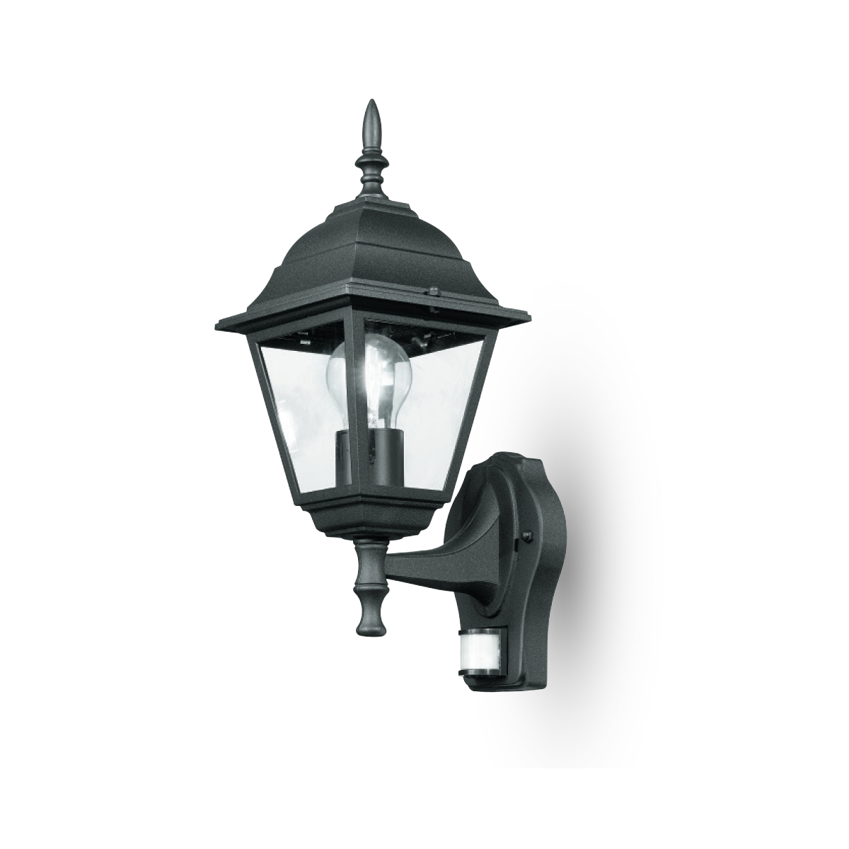 ROMA outdoor wall light in black aluminum and glass with motion sensor - Intec