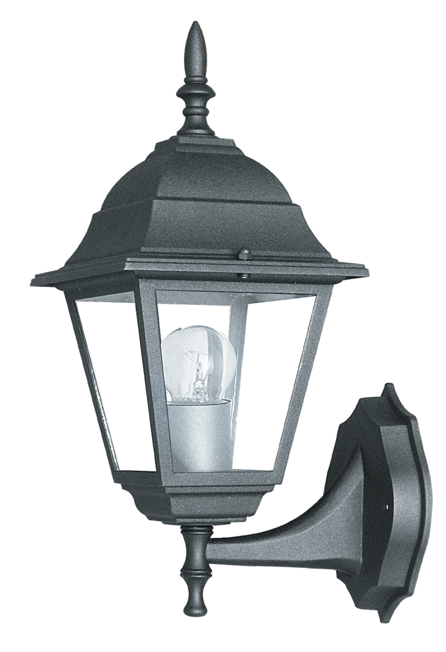 ROMA outdoor uplight wall light in black aluminum and glass - Intec